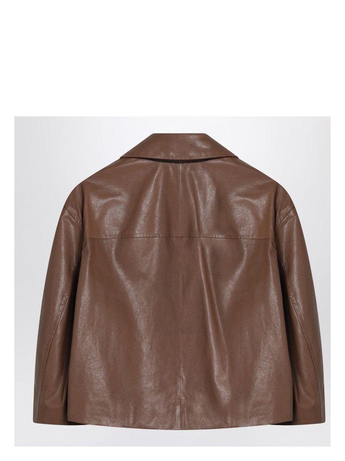 ジャケット Brunello Cucinelli Brown cropped leather jacket Brunello Cucinelli Cropped Leather Jacket in Brown | Lyst