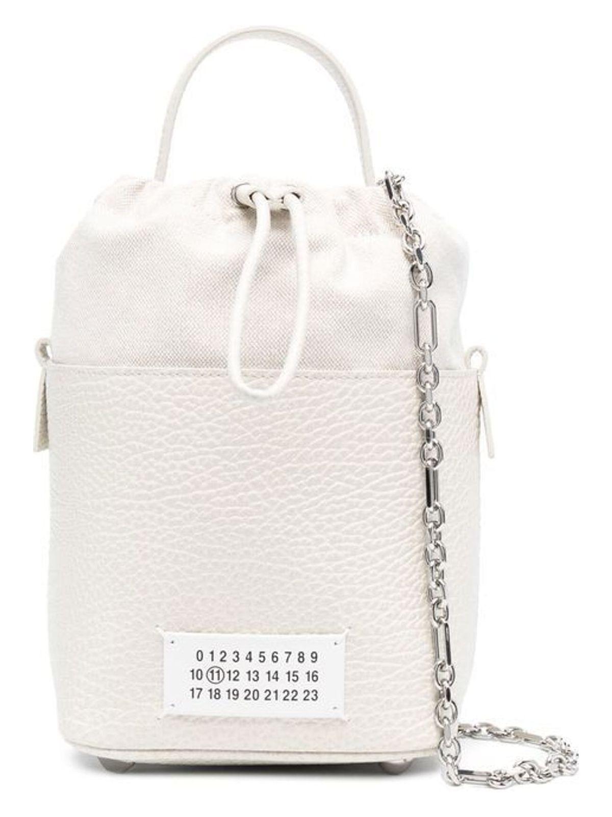 ショルダーバッグ・ポシェット MAISON MARGIELA CHALK LEATHER AND CANVAS MINI 5AC BUCKET BAG Maison Margiela Chalk Leather And Canvas Mini 5Ac Bucket Bag
