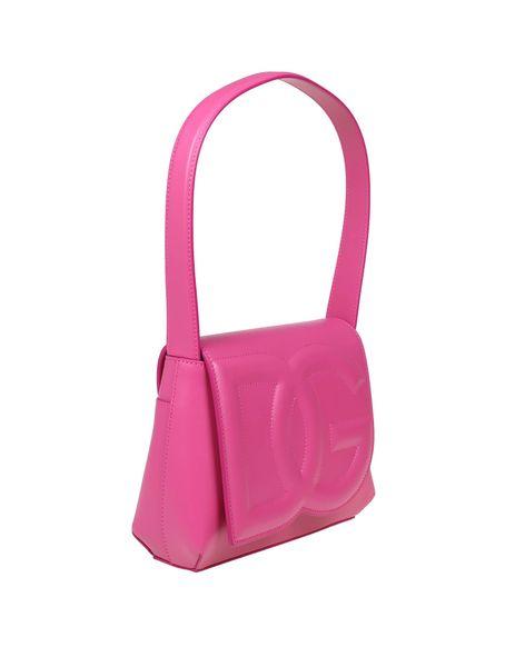 Dolce & Gabbana Black Logo Embossed Shoulder Bag. in Pink