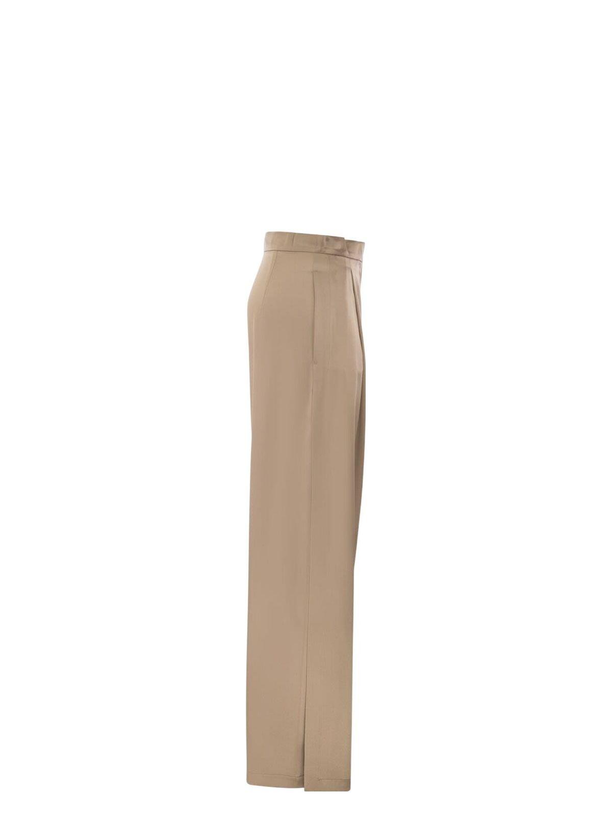 パンツ Max Mara Antiqued silk satin Fiesta wide-leg pant Max Mara Antiqued Silk Satin Fiesta Wide-leg Pant In Bronzo