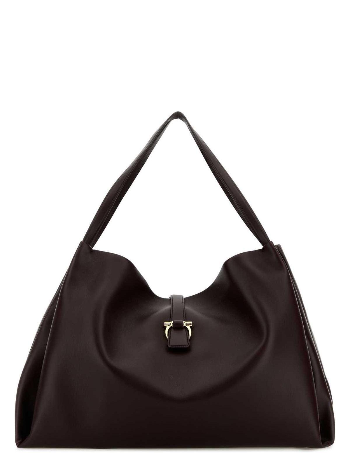 【送料&関税込】Ferragamo Grape Leather Large Shopping Bag Ferragamo Grape Leather Large Shopping Bag in Black | Lyst