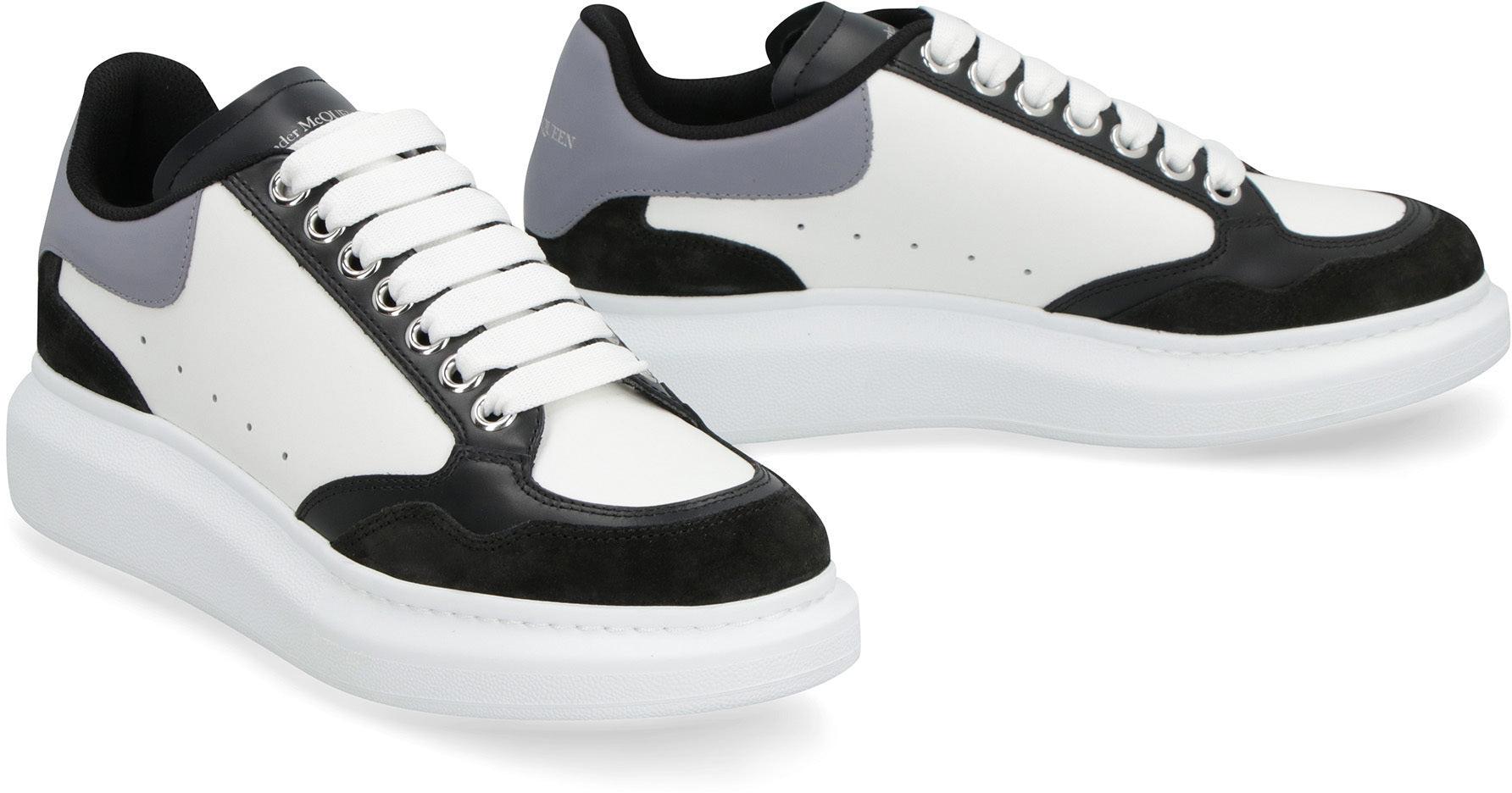 Alexander McQueen White Leather And Black Suede Larry Low Top Sneakers Size  37.5