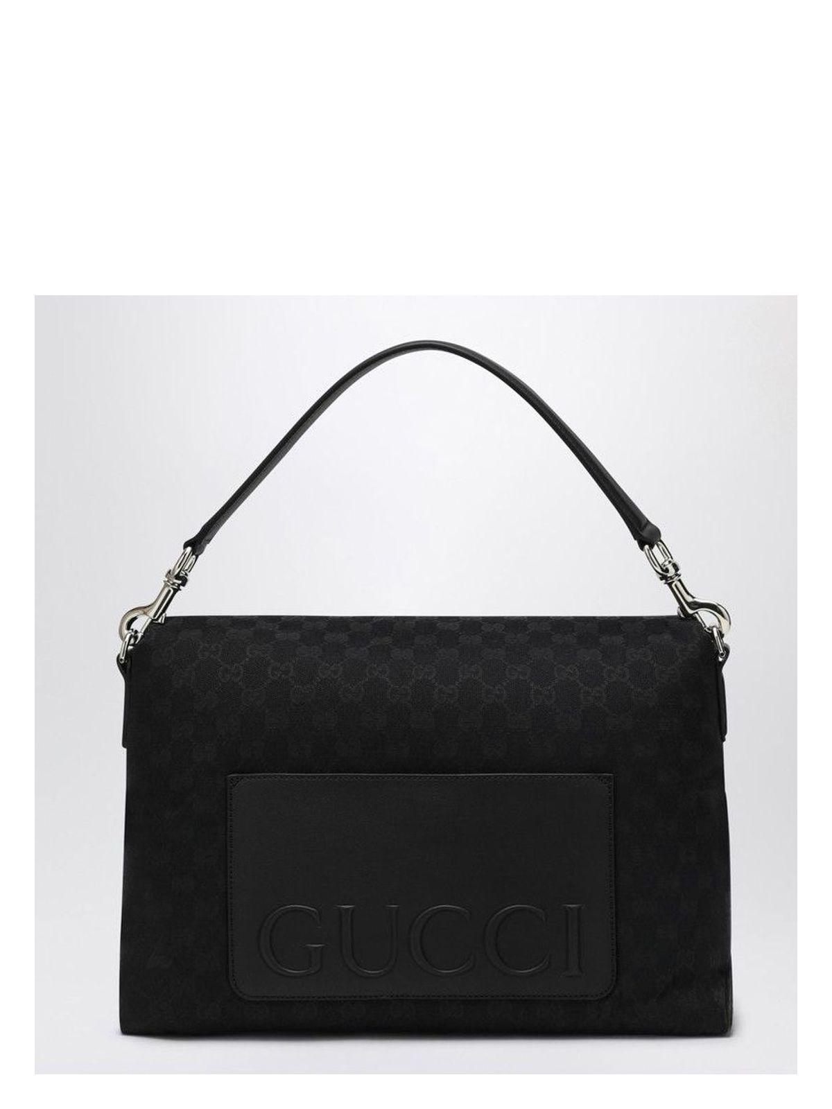 Gucci Gg Medium Shoulder Bag With Web Strap in Black for Men