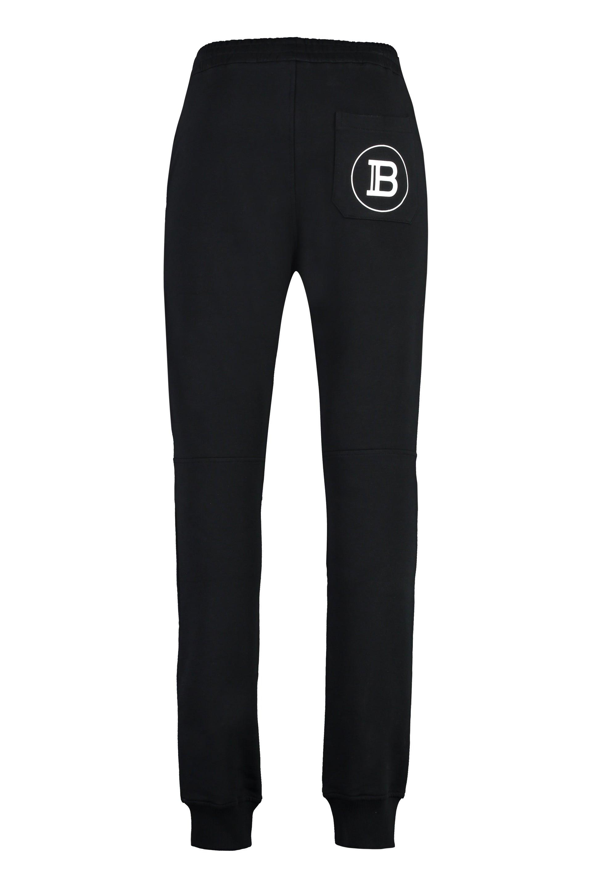 Balmain Ribbed Double Jersey Monogram Sweatpants in Grey