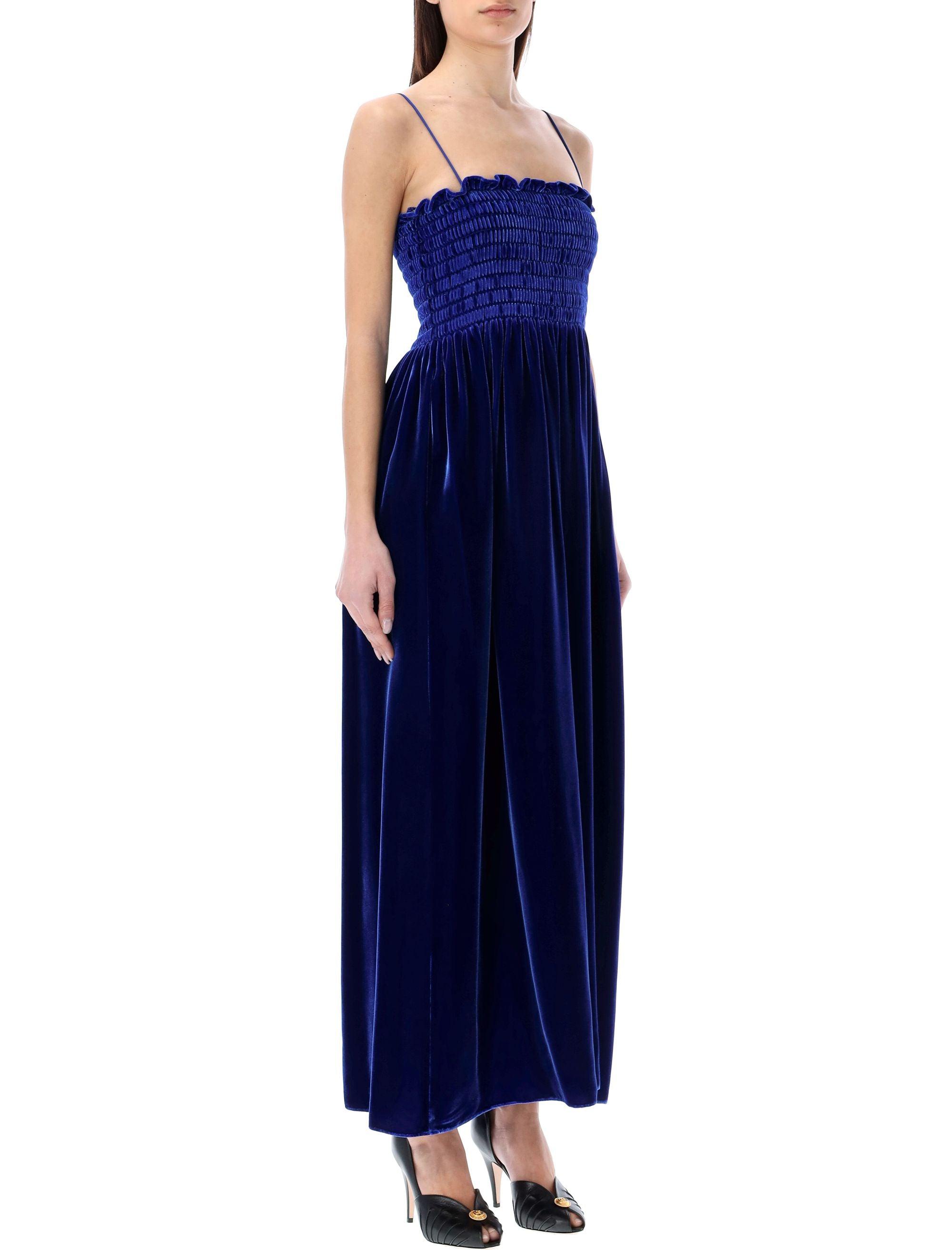 Gucci Long Velvet Dress in Blue | Lyst
