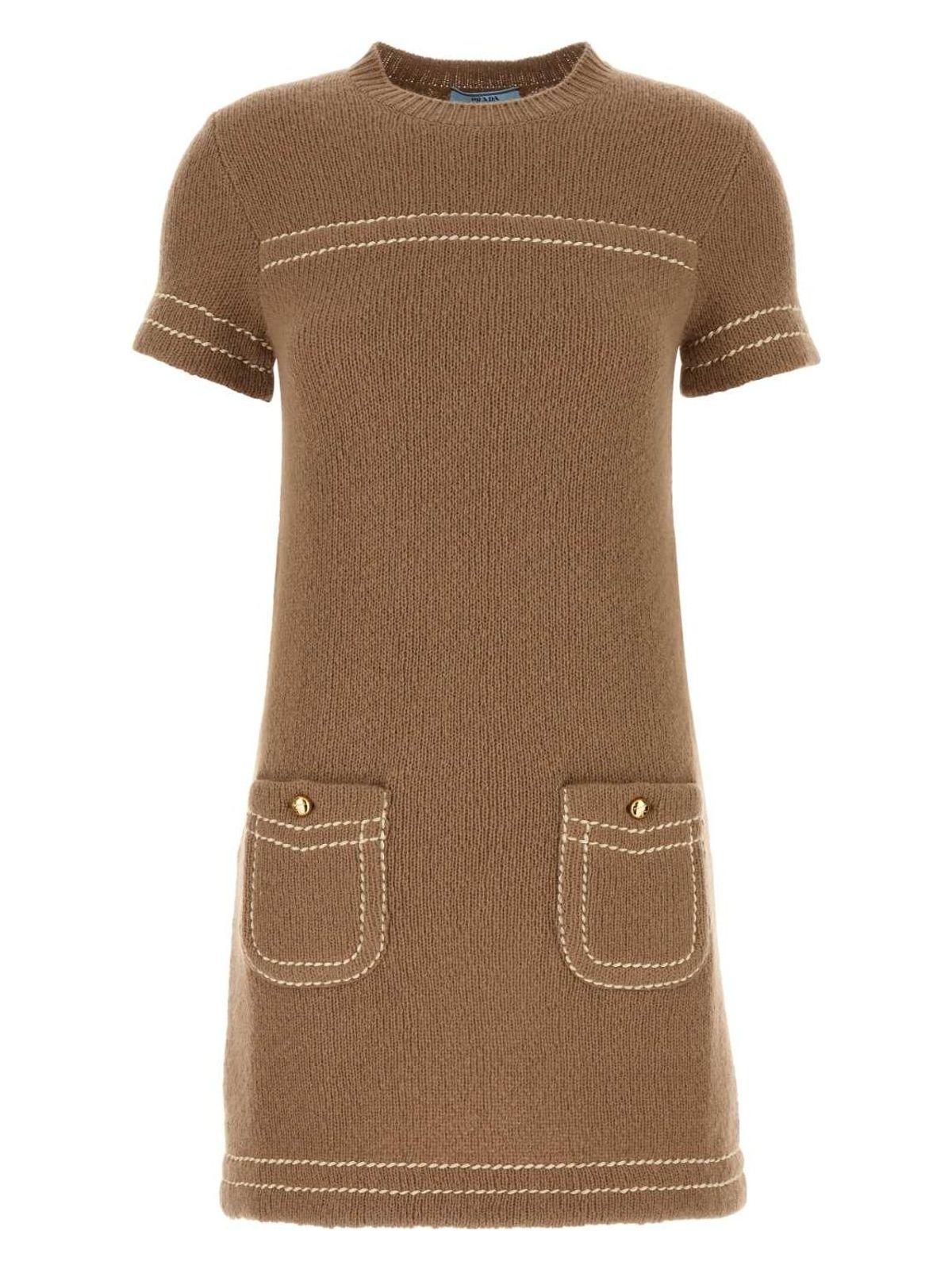 ワンピース Prada Camel Cashmere Mini Dress Prada Cashmere mini-dress | REVERSIBLE