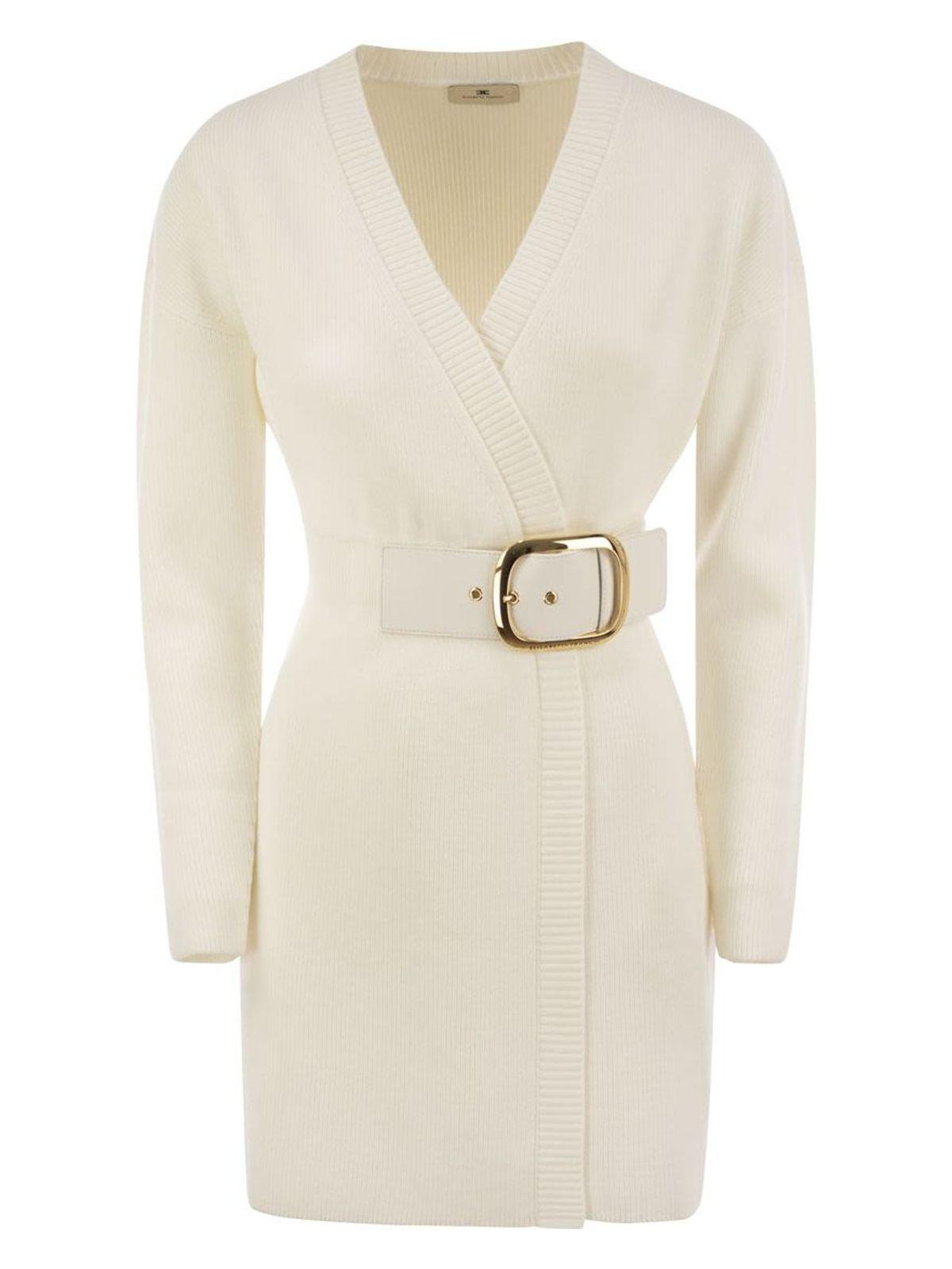 パーティードレス ELISABETTA FRANCHI Viscose Manteau Dress with Maxi Buckle Elisabetta Franchi Viscose Manteau Dress With Maxi Buckle in