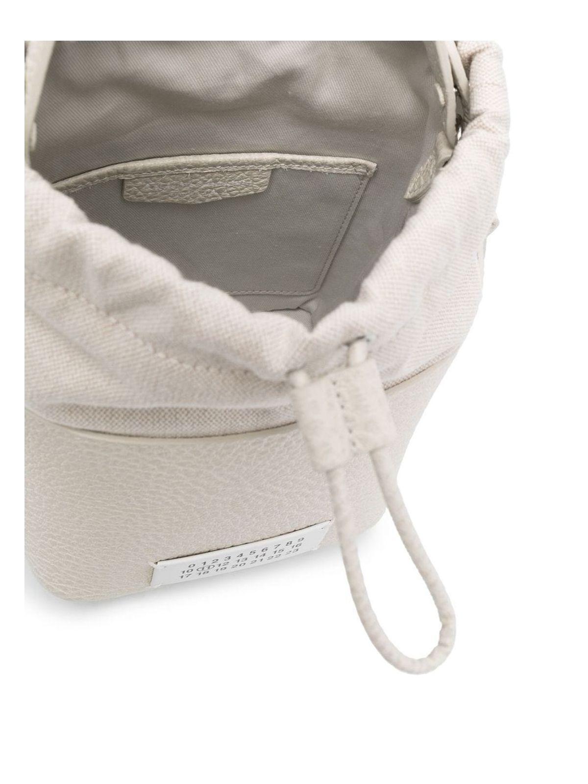 Maison Margiela Chalk Leather And Canvas Mini 5Ac Bucket Bag