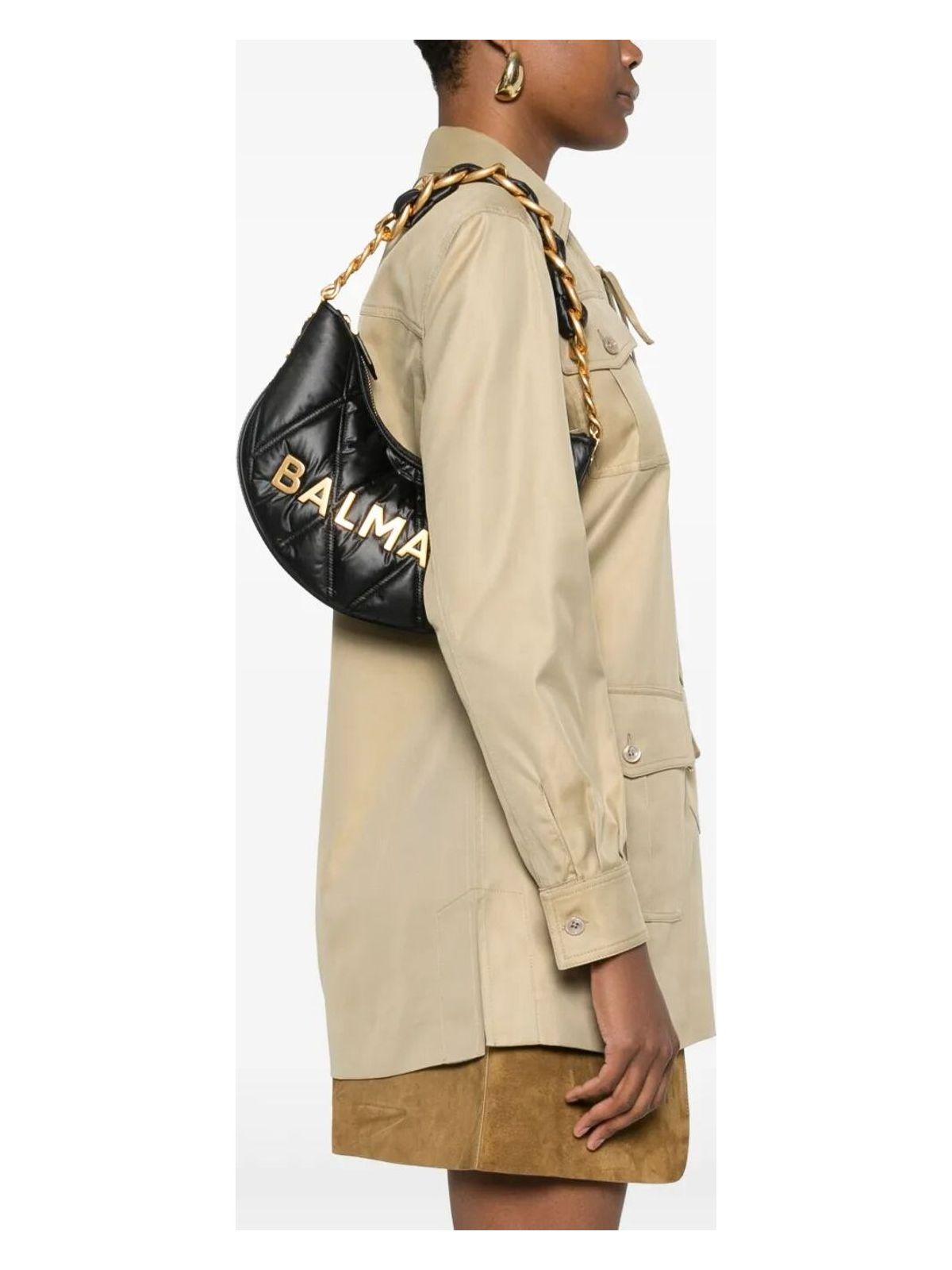 ショルダーバッグ・ポシェット BALMAIN 1945 SOFT MOON BAG-GRID QUILTED NYLON Balmain 1945 Soft Moon Bag-Grid Quilted Nylon in Black | Lyst