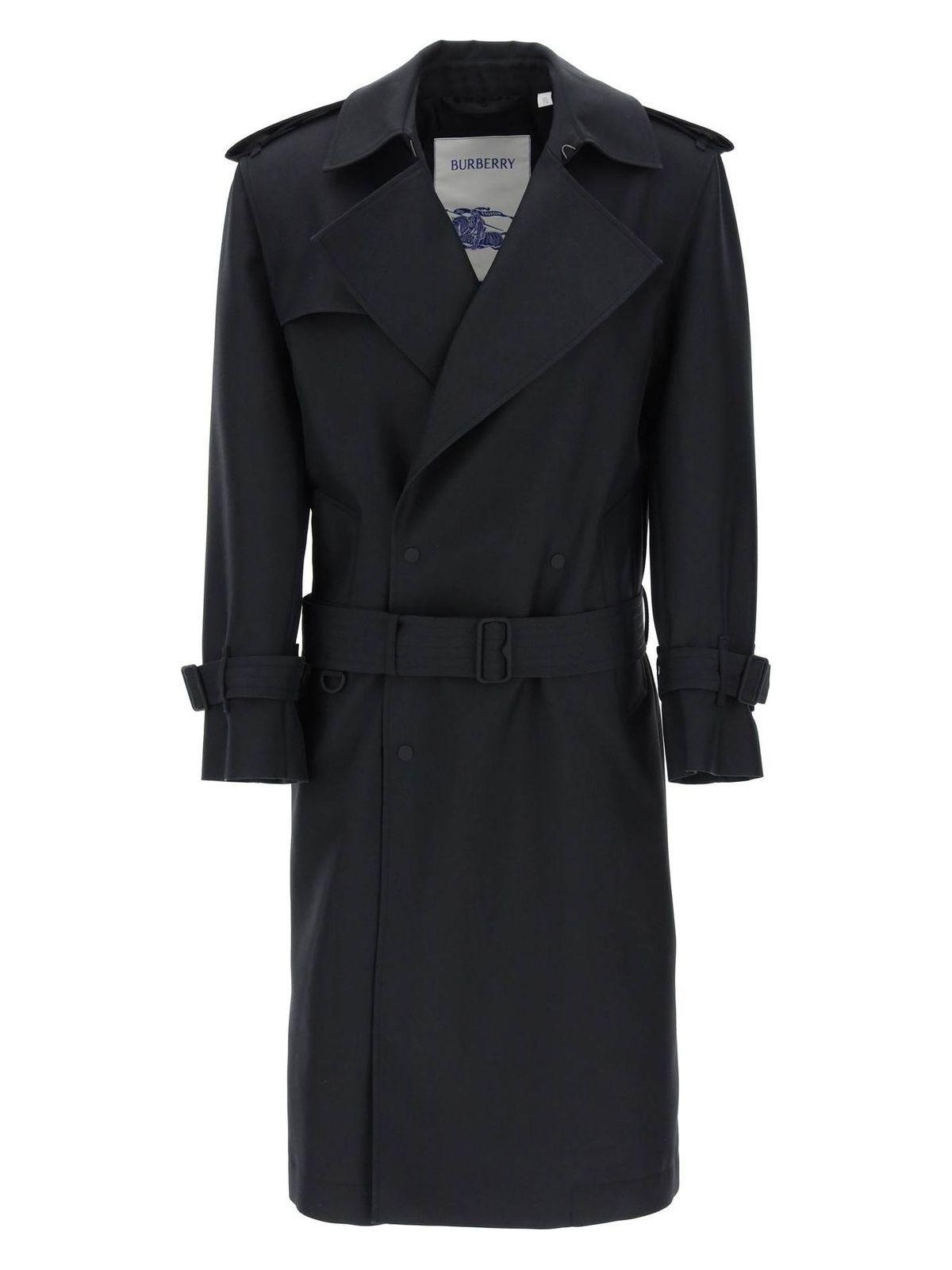 Burberry Silk Blend Trench Coat in Black | Lyst UK