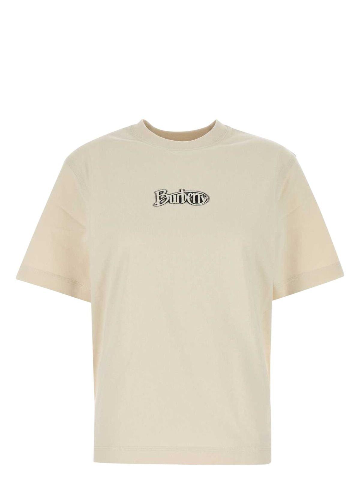 【送料&関税込】Burberry Sand Cotton T-shirt Burberry Sand Cotton T-Shirt in Natural | Lyst