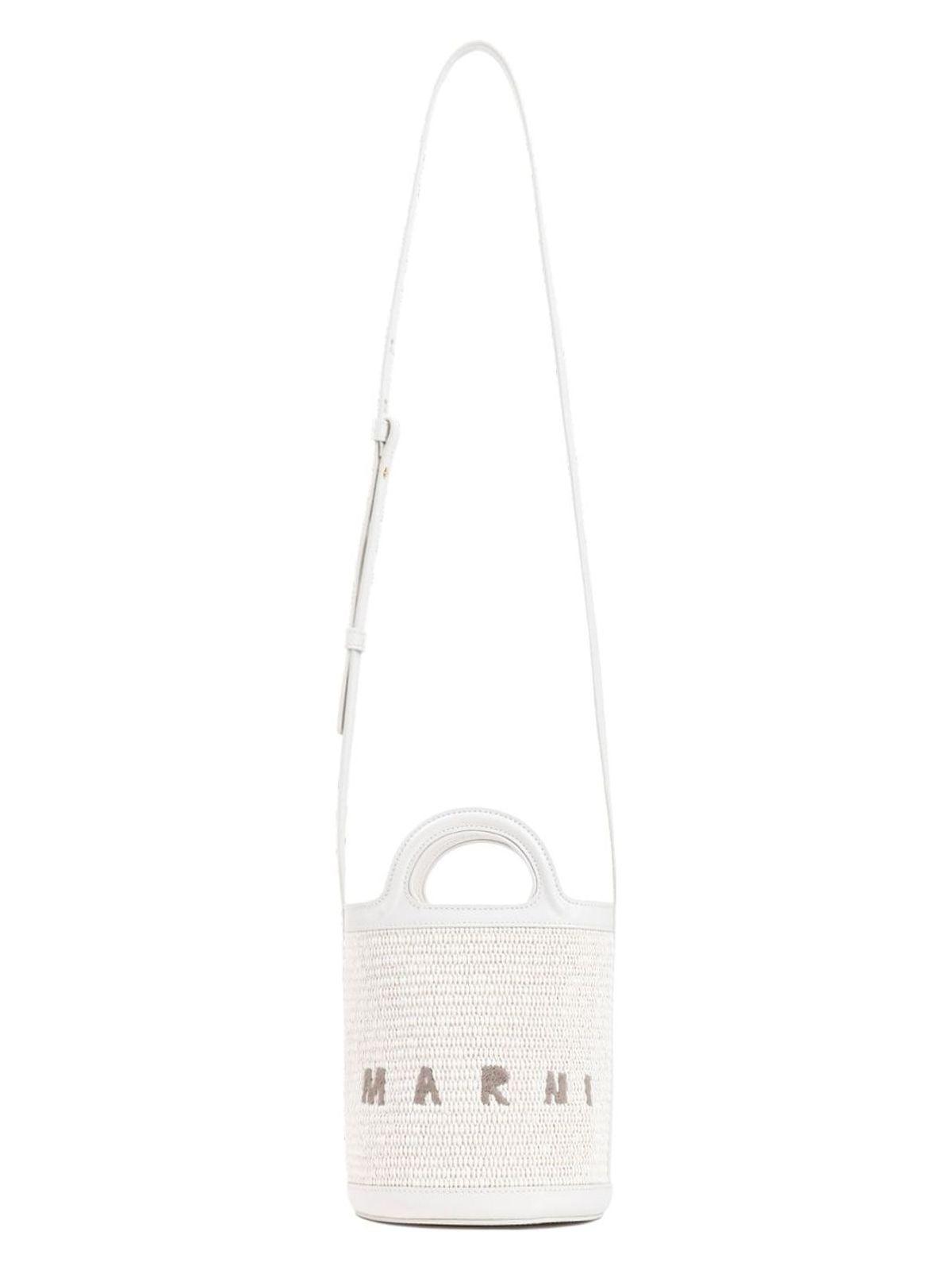 トートバッグ MARNI Ivory Leather And Raffia Tropicalia Bucket Bag Marni Tropicalia Two-Tone Bucket Bag (Shoulder bags) IFCHIC.COM