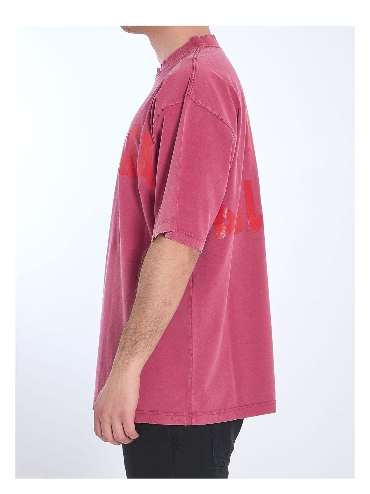 Balenciaga Tape Type Raspberry-Coloured T-Shirt in Pink for