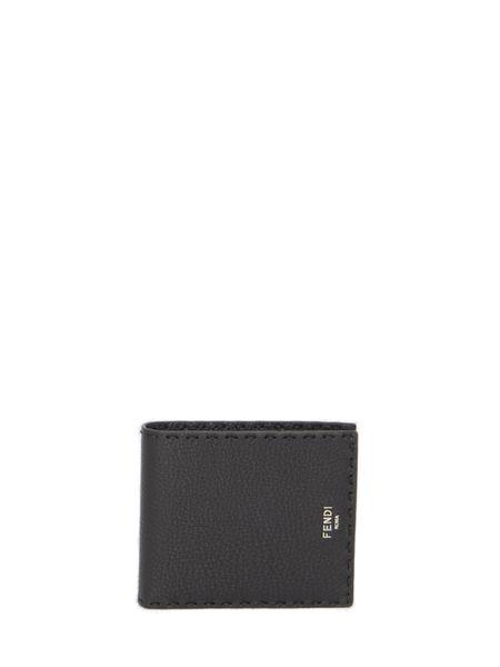 Fendi Raffia Leather Bi Fold Wallet in White for Men | Lyst