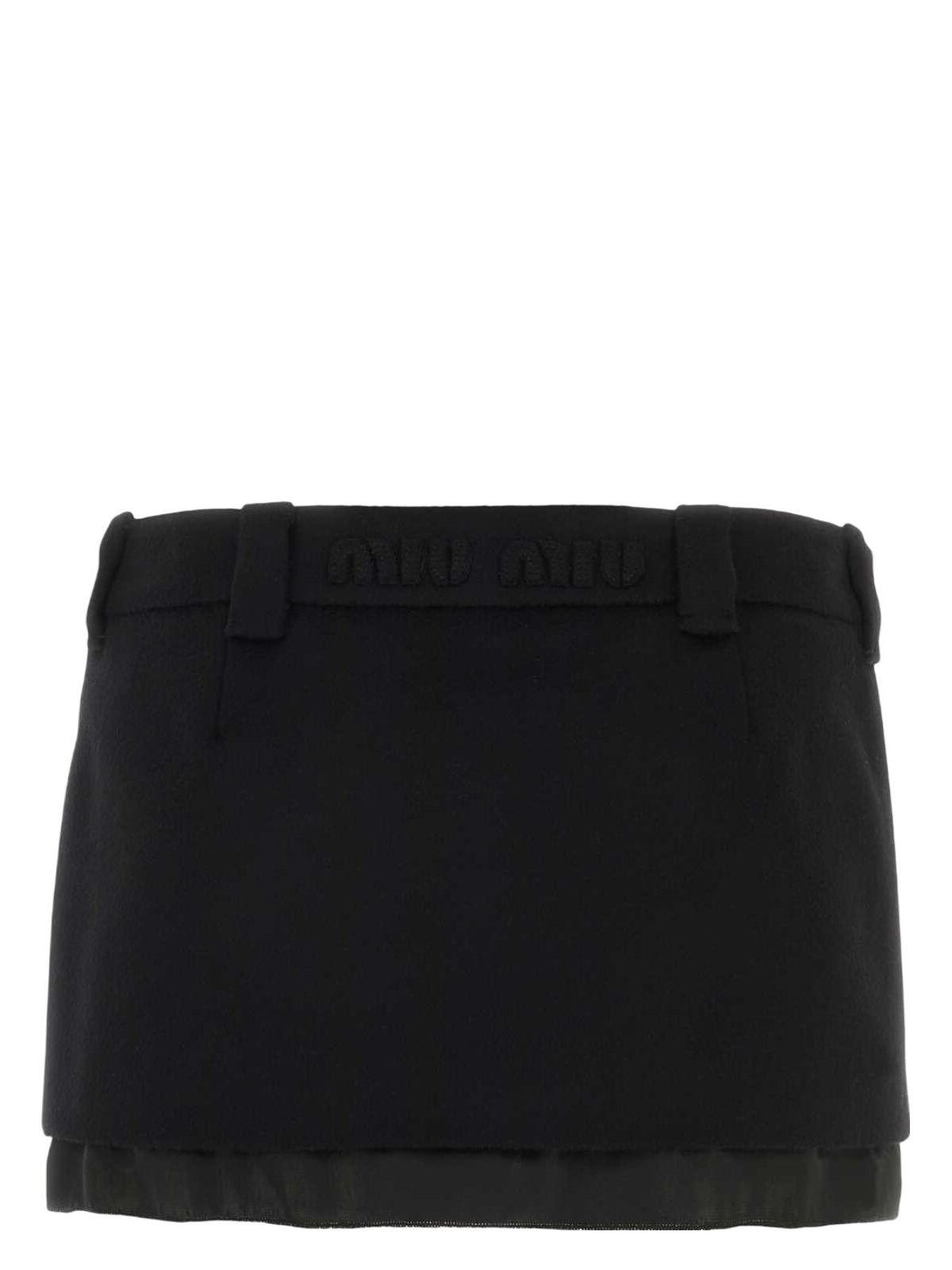 Miu Miu Wool Blend Mini Skirt in Black | Lyst