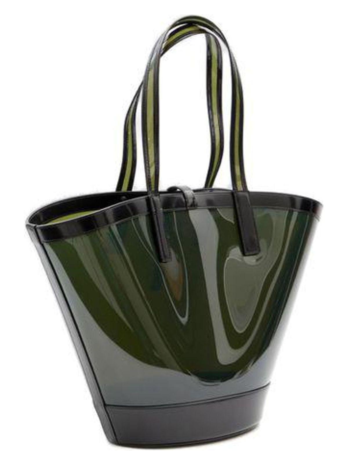 Saint Laurent Two-Tone Vinyl And Leather Panier Shopping Bag