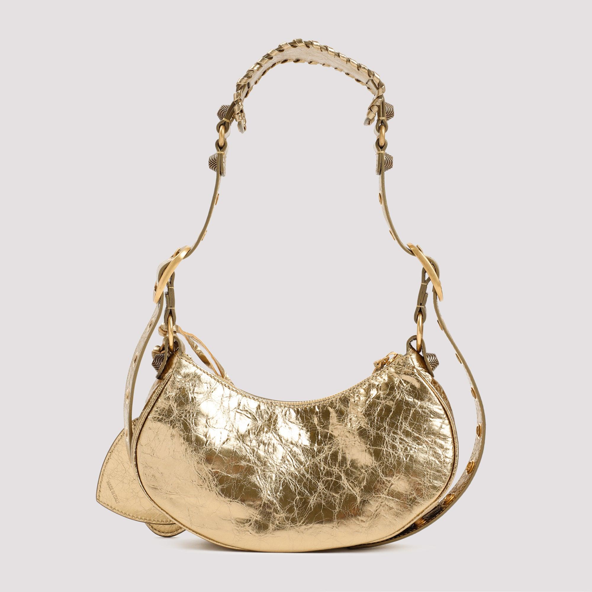 Metallic Gold Ostrich Saddle Bag Small