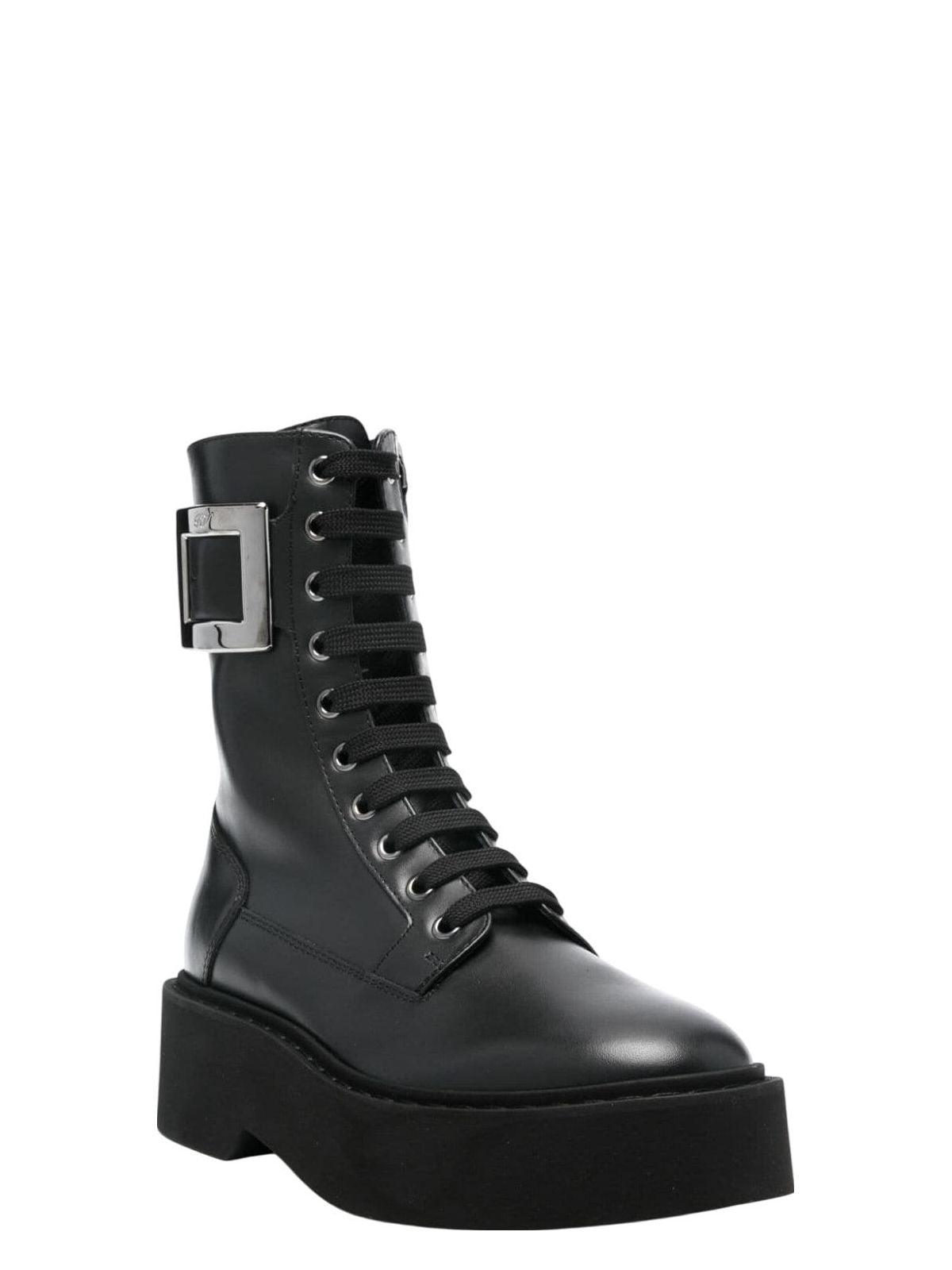 【関税&送料込】Roger Vivier Black Leather Lace-Up Boot Roger Vivier Leather Lace-Up Shoes in Black | Lyst