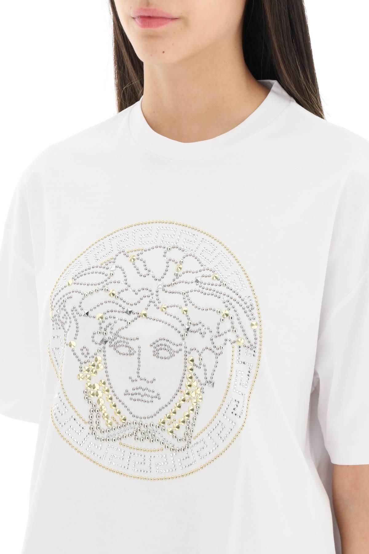 Versace Medusa T-shirt With Appliques in White | Lyst