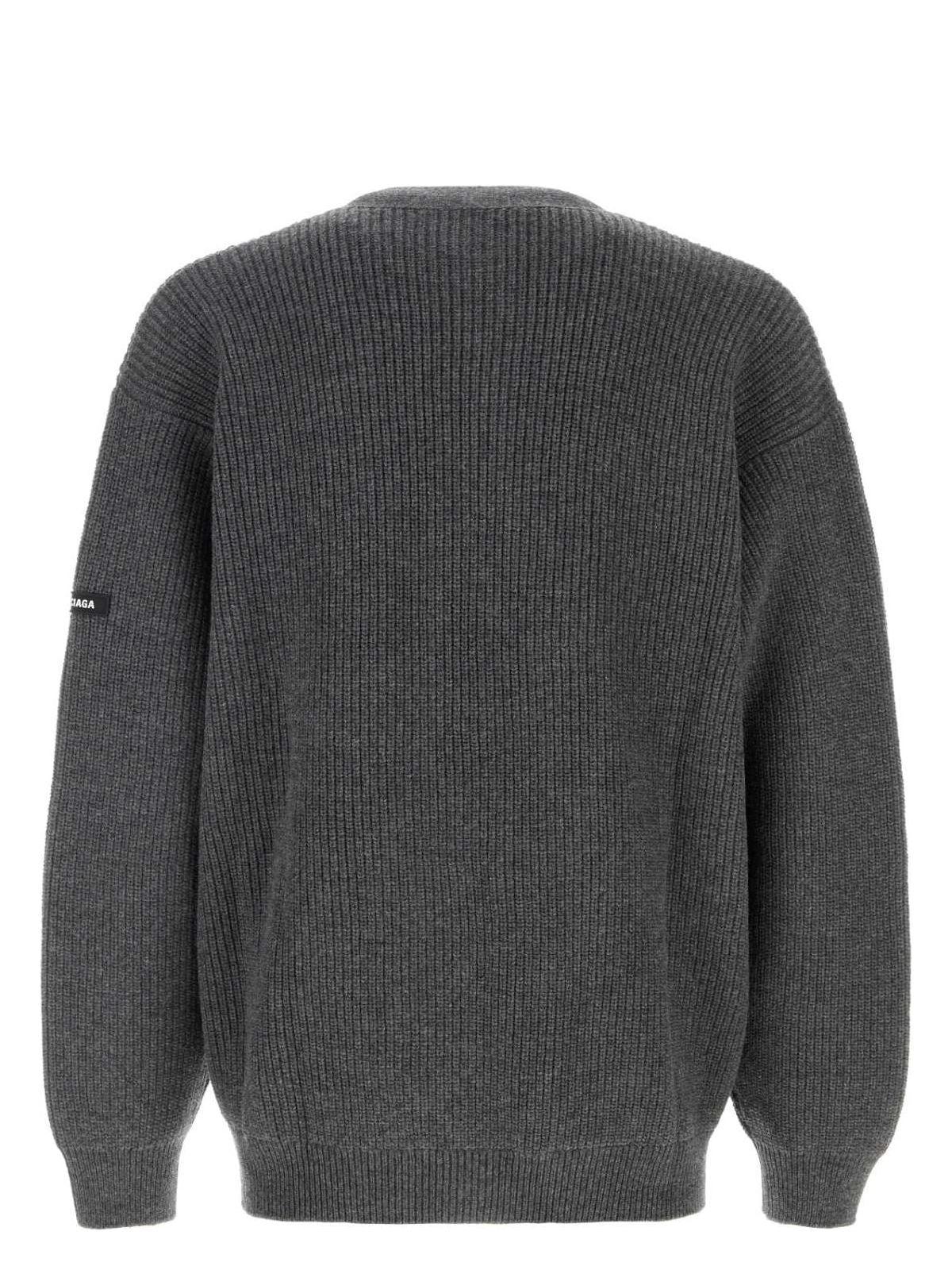 【送料&関税込】Balenciaga Dark Grey Wool Cardigan Balenciaga Men's Allover Tonal Logo Cardigan Sweater