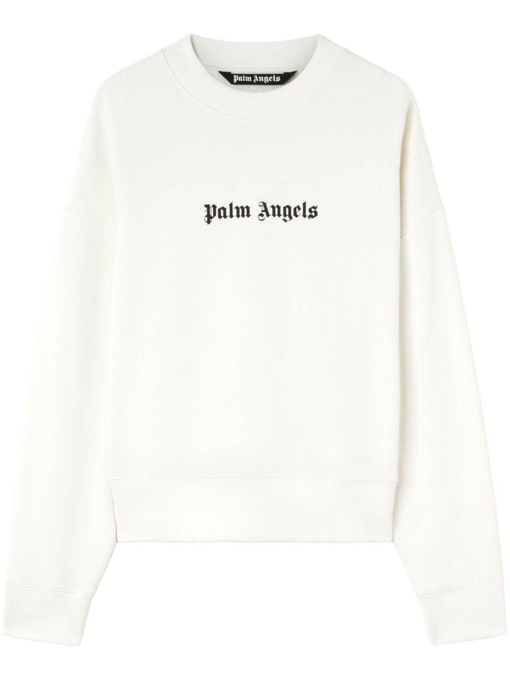 Palm Angels Logo Crewneck in White for Men Lyst UK