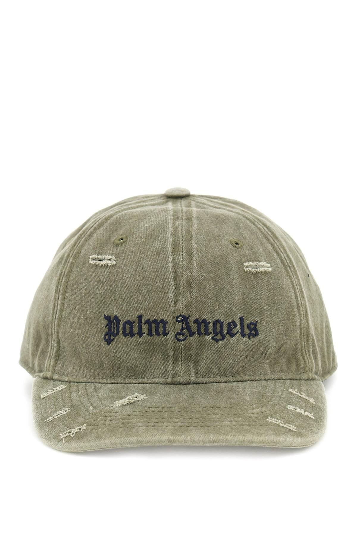 Palm Angels Ripped Logo Baseball Cap in Green for Men | Lyst