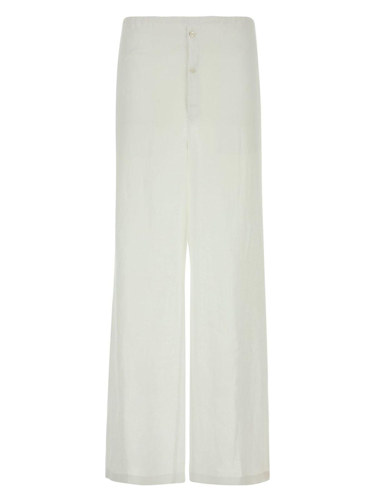パンツ PRADA Ivory cotton wide-leg pant (P243GUS23112LT F0018) Prada Cotton Wide-Leg Pant in White | Lyst