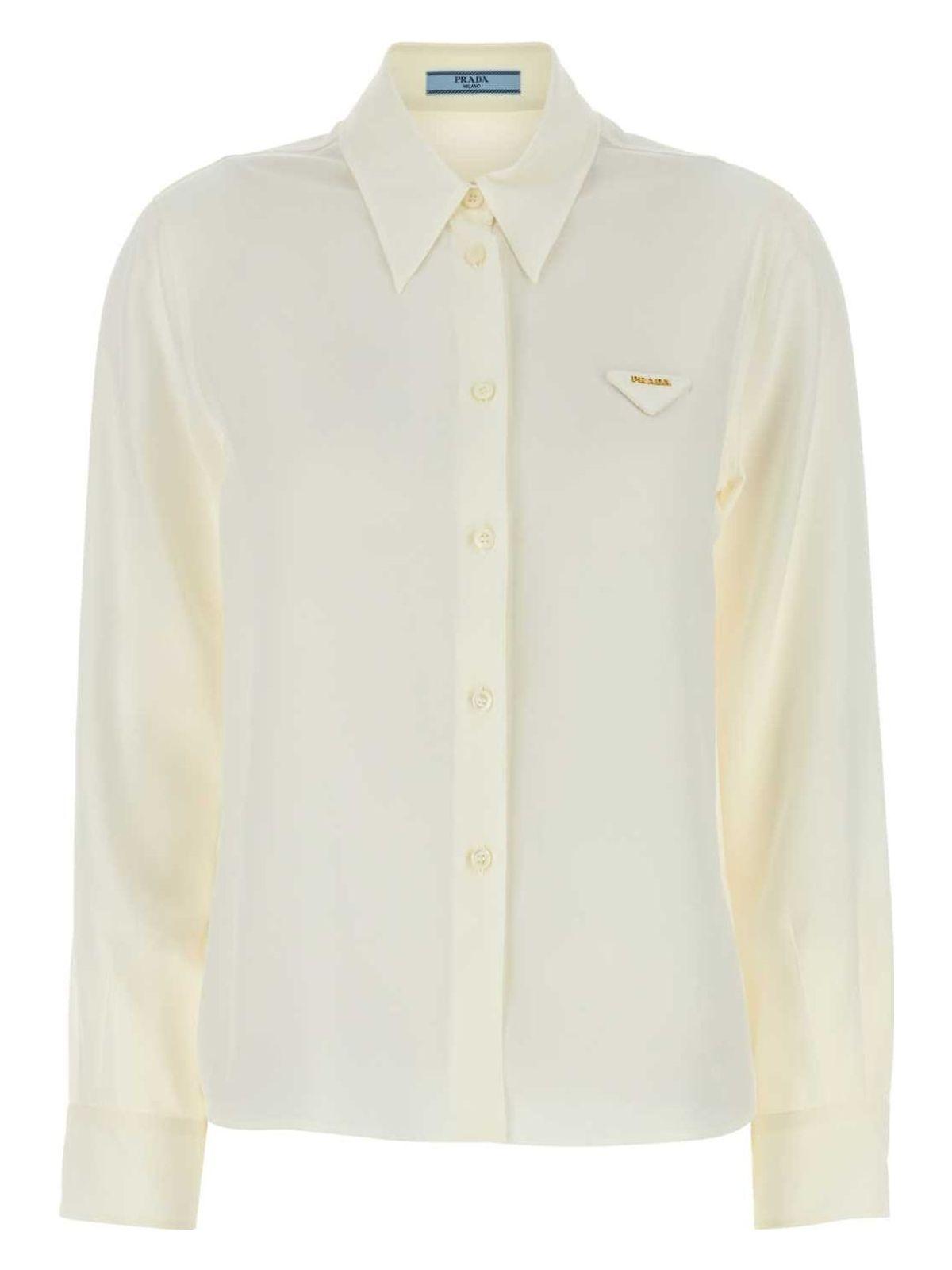 Prada Silk Shirt in White | Lyst