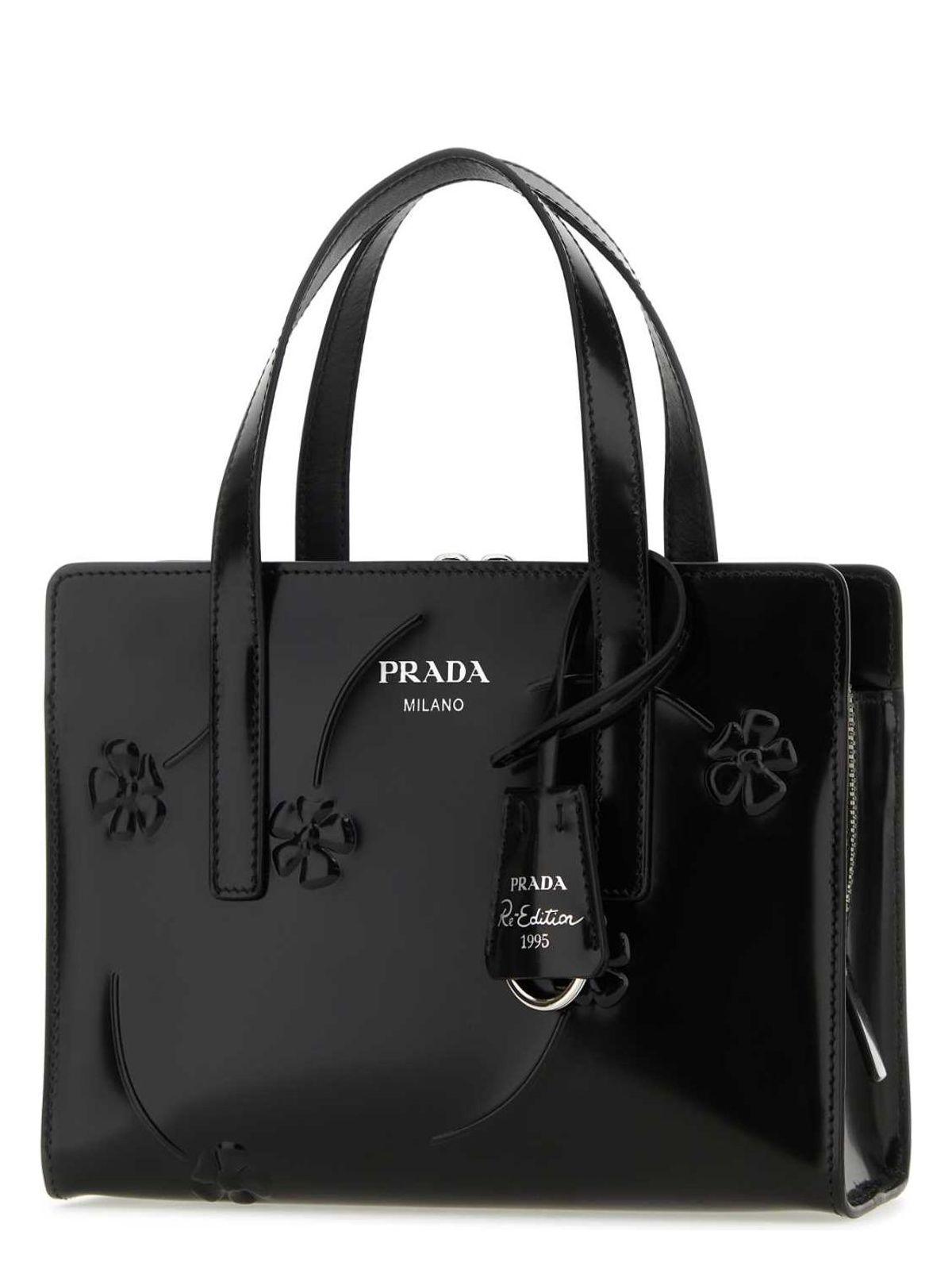 ハンドバッグ PRADA BLACK LEATHER RE-EDITION 1995 HANDBAG Prada Leather re-edition 1995 shoulder bag | The Fashion Square