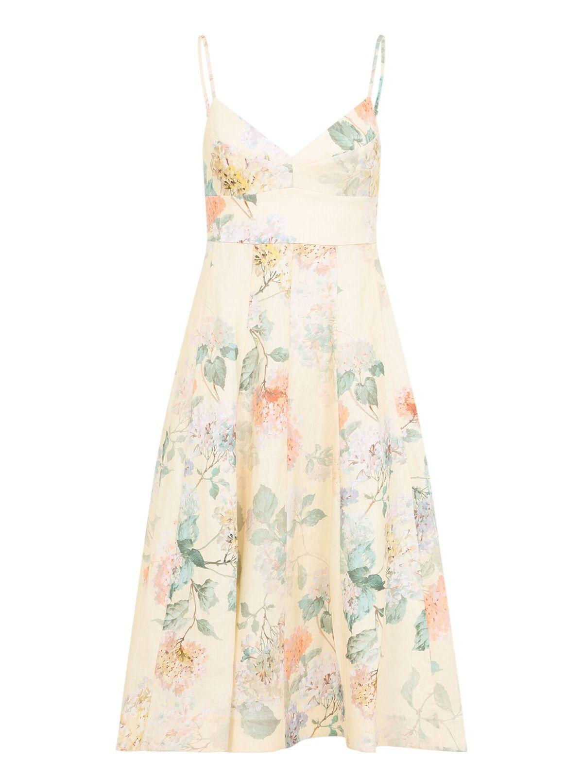 Zimmermann Printed Linen Maxi Dress in White | Lyst