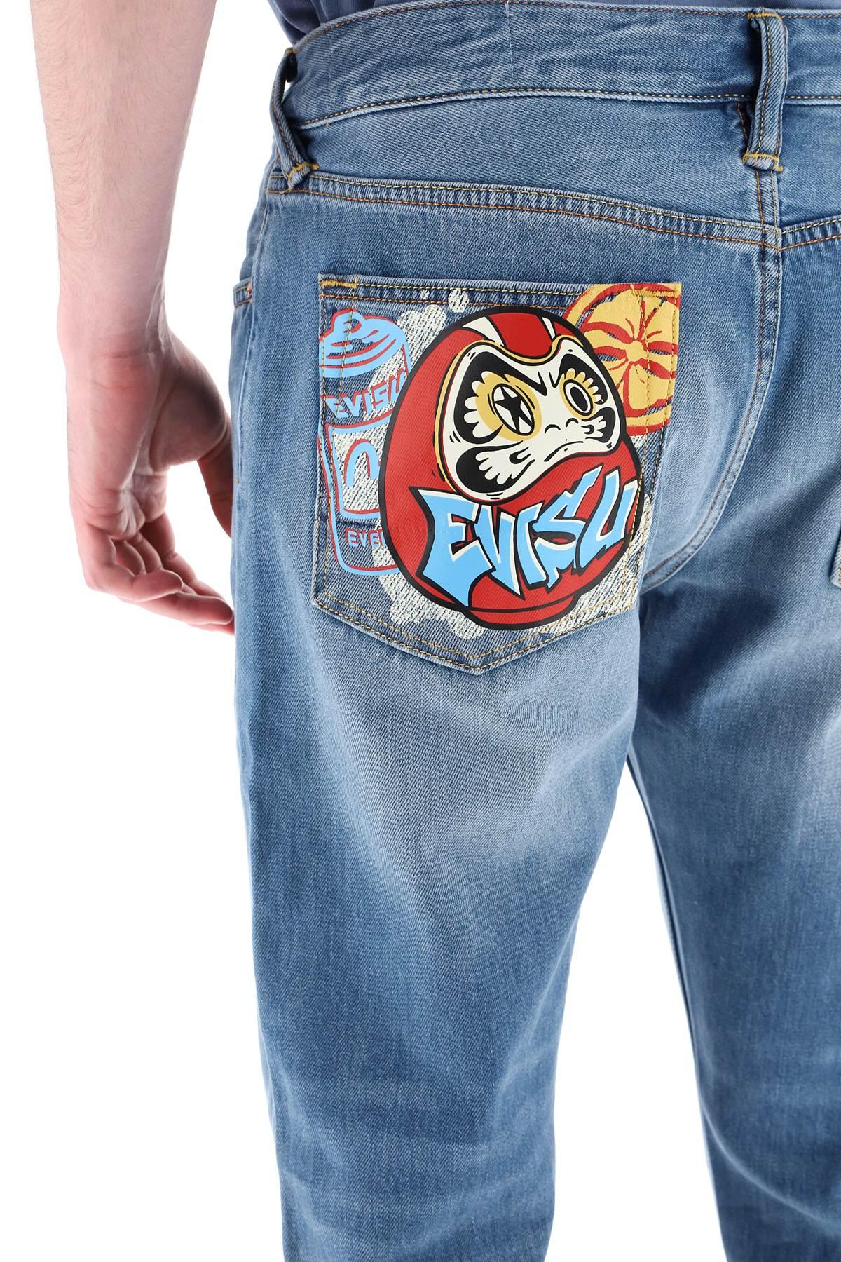 Evisu Slim Jeans With Prints At Back in Blue for Men | Lyst