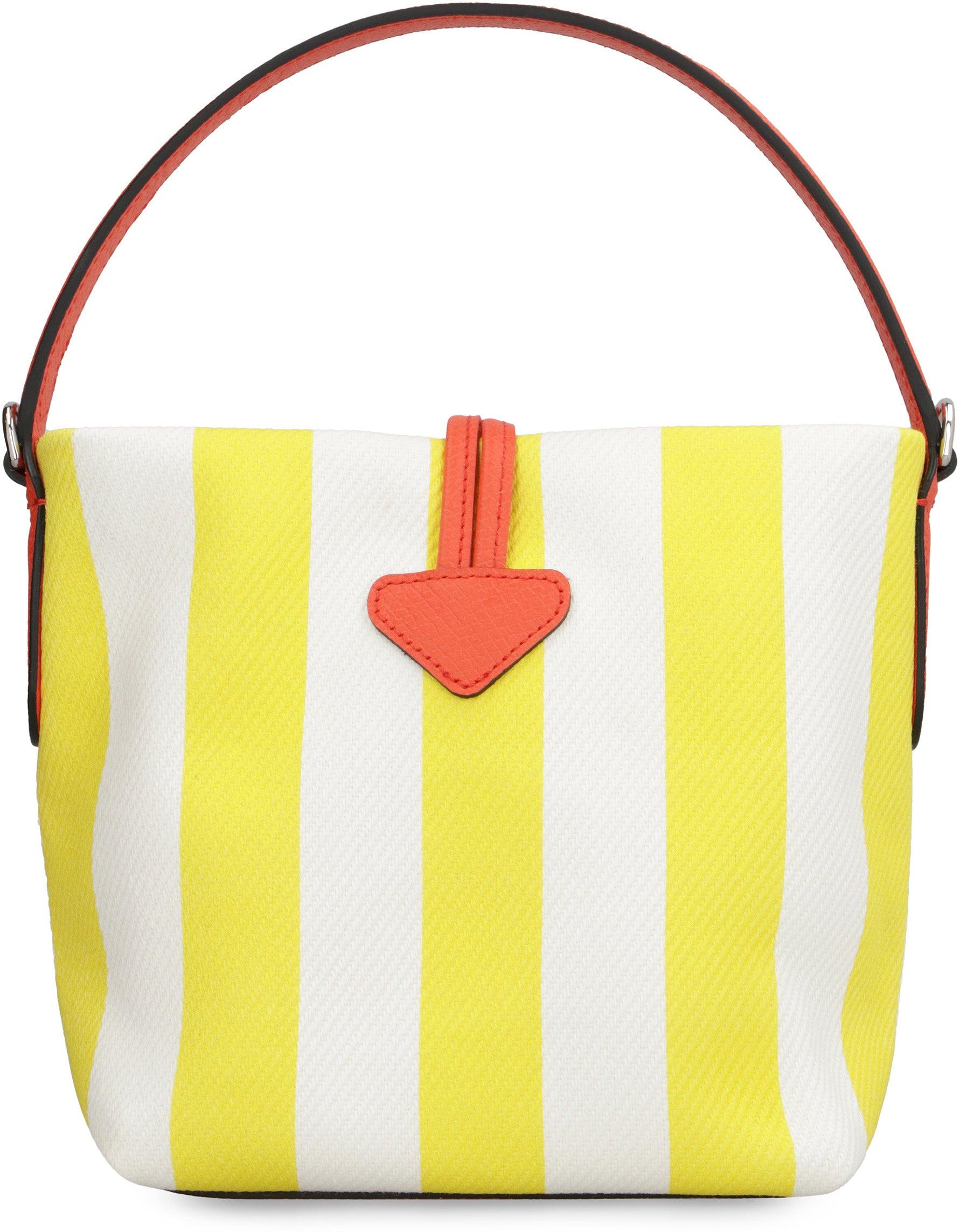 Longchamp Roseau Essential Small Bucket Bag, Yellow/White