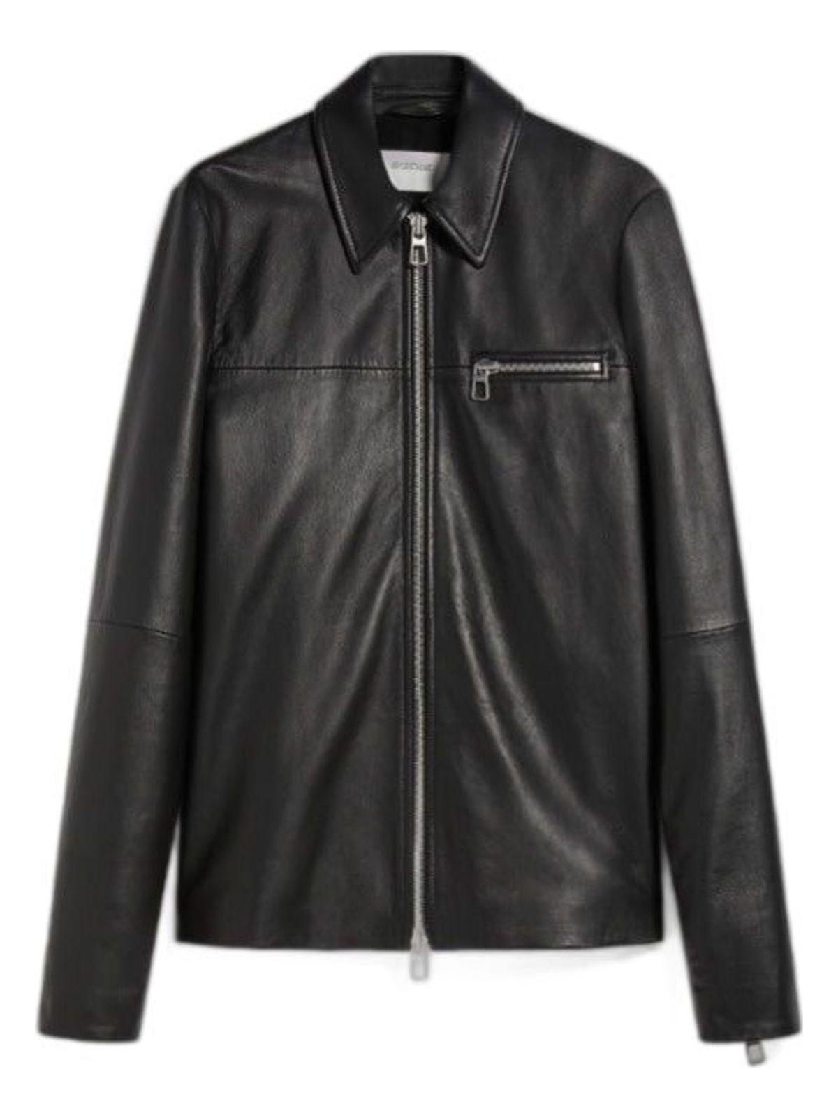 Max Mara Gel Leather Jacket in Black | Lyst