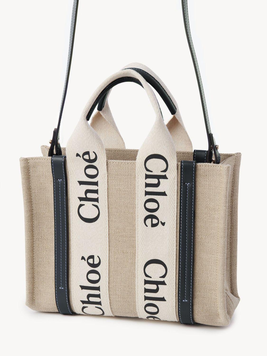 Chloe Woody Small Canvas And Leather Tote Bag in Blue Lyst UK