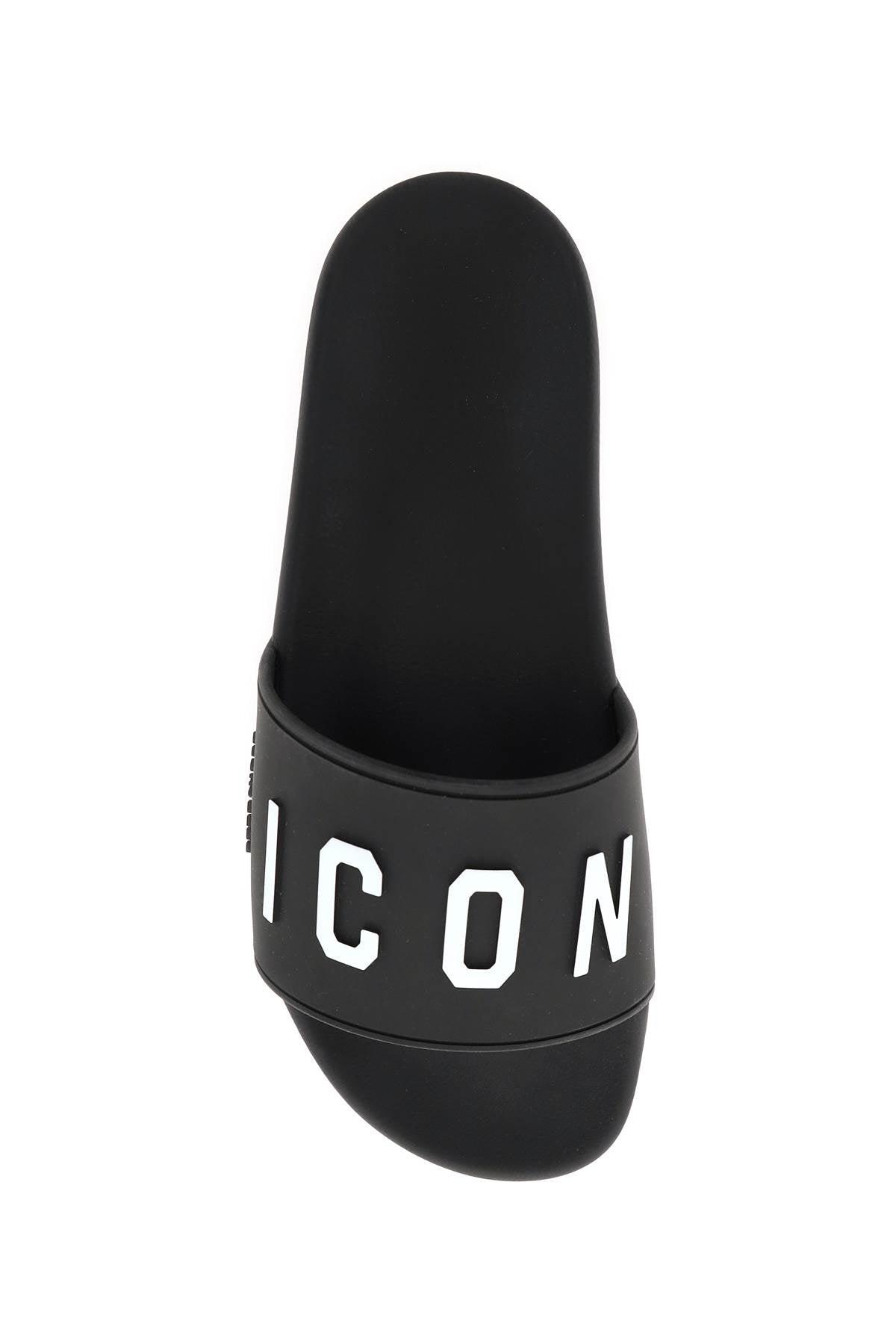 DSquared² 'icon' Rubber Slides in Black | Lyst