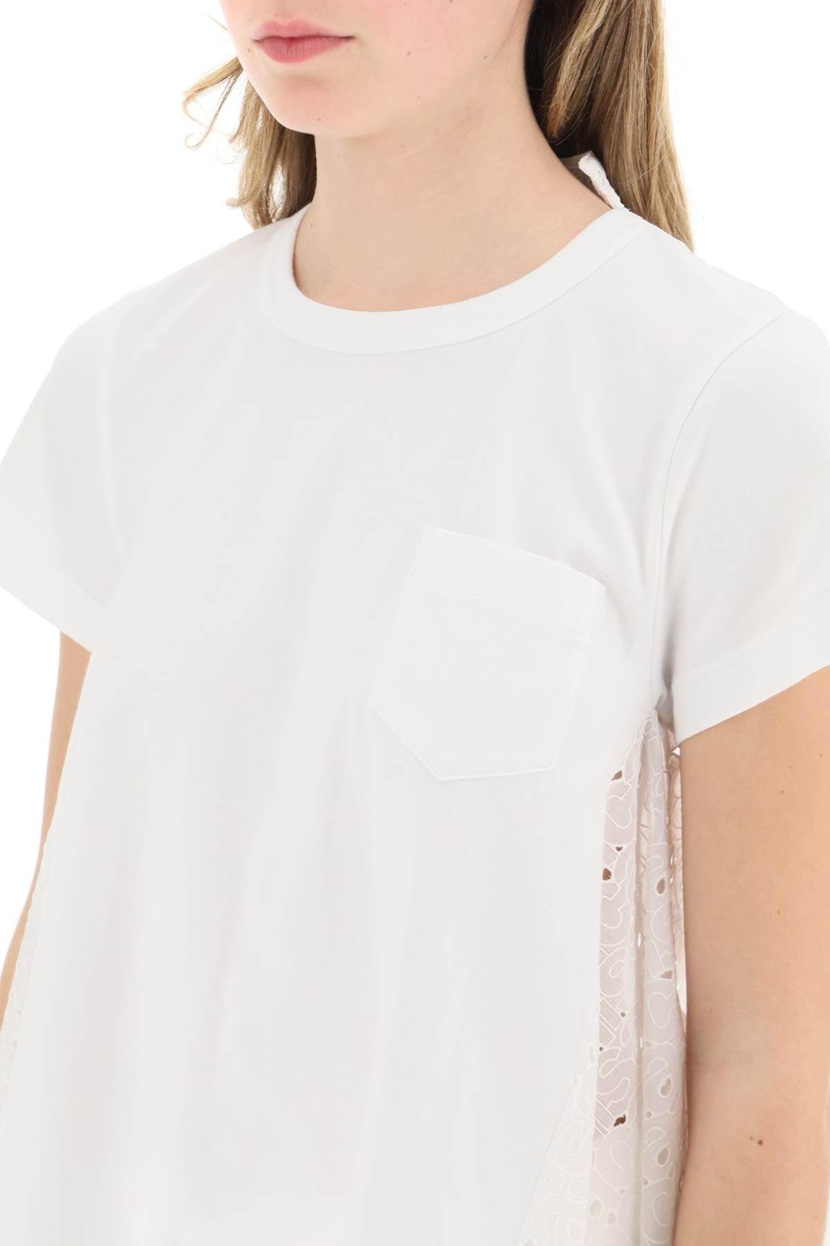 Sacai Asymmetric T-shirt With Monogram Lace in White | Lyst