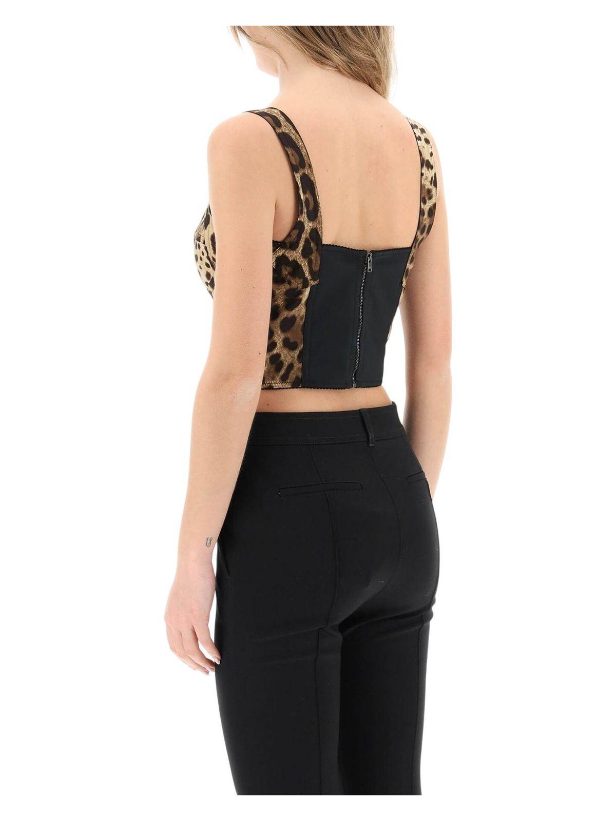 Dolce & Gabbana Printed Stretch Silk Blend Bodice Top in