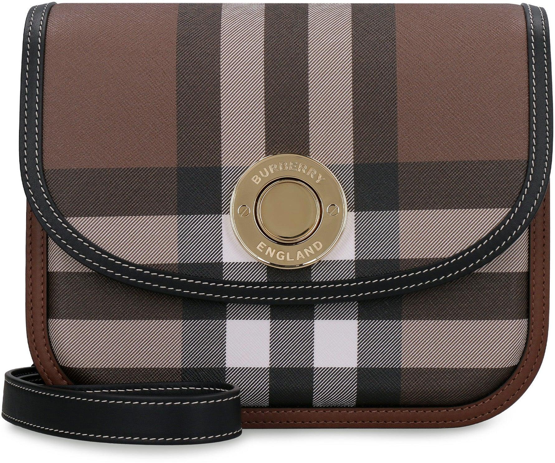 BURBERRY: Elizabeth bag in coated cotton and leather - Beige