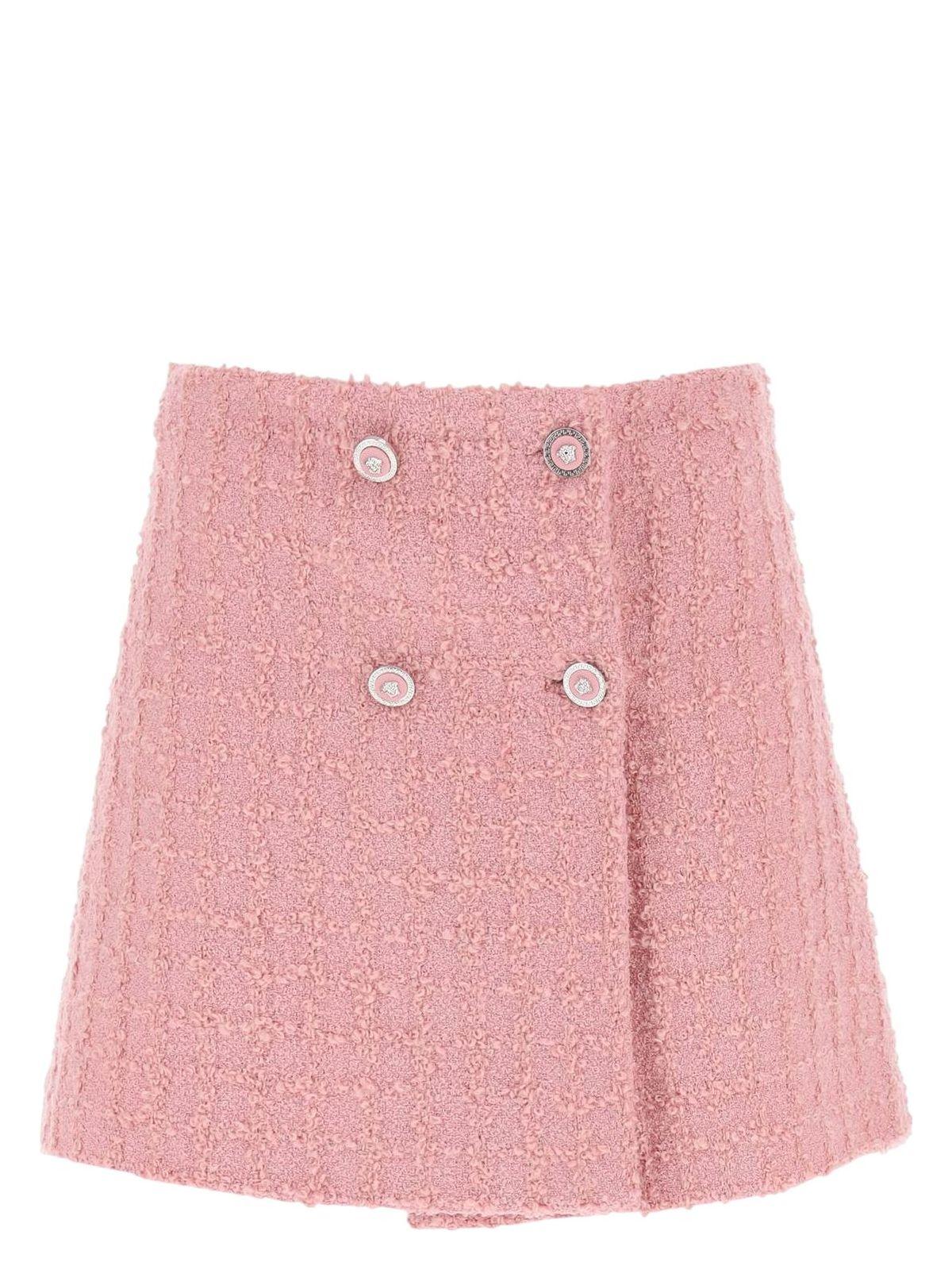 ミニスカート VERSACE SS24 Pink boucle mini skirt (10134711A10096 1PR20) Versace Boucle Mini Skirt in Pink | Lyst