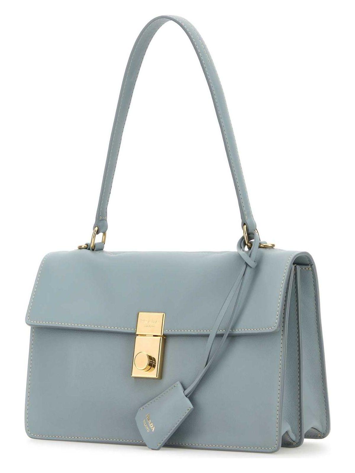【関税&送料込】Prada Powder Blue Leather Handbag Prada Powder Leather Handbag in Blue | Lyst