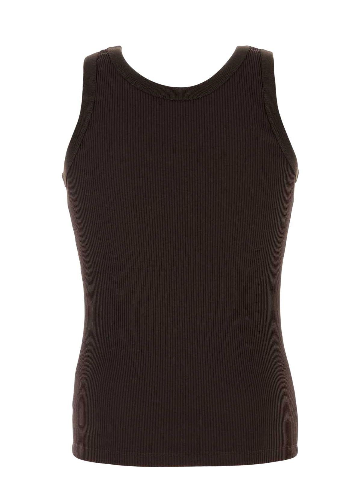 Tシャツ・カットソー FENDI BROWN STRETCH NYLON TANK TOP Fendi Brown Stretch Nylon Tank Top Fendi