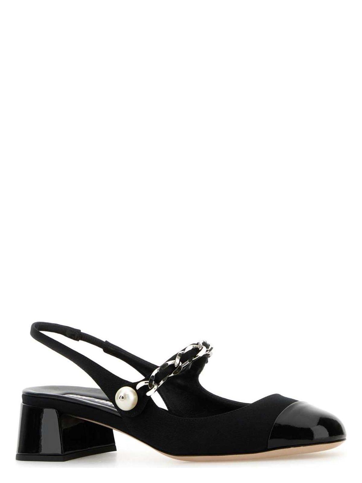 パンプス Miu Miu Black Canvas And Leather Pumps Miu Miu Canvas And Leather Pumps in Black | Lyst