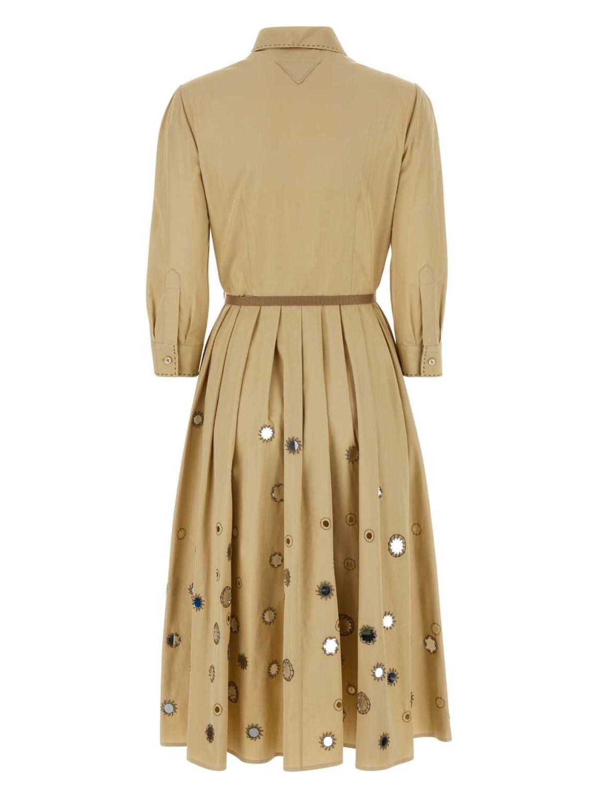 ワンピース PRADA Sand Cotton Shirt Dress Oversized denim shirt dress in blue - Prada | Mytheresa