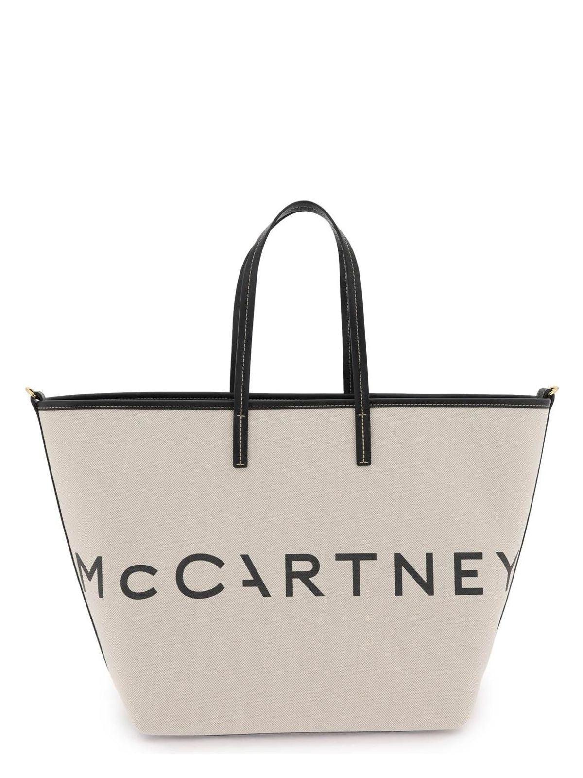 【STELLA MCCARTNEY】Ecru cotton-blend tote bag with logo Stella McCartney Eco-Friendly Banantex And Canvas Tote in