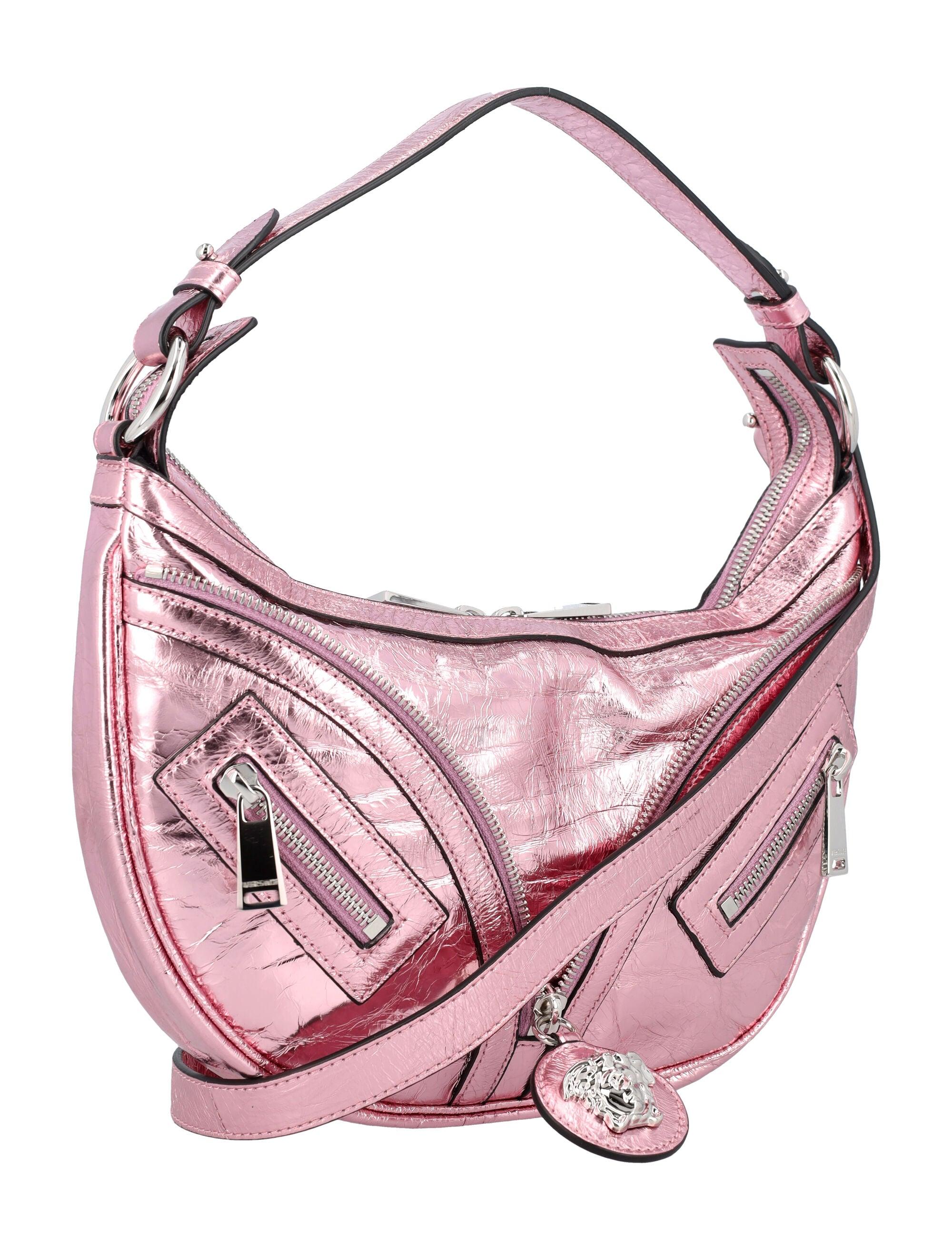 Versace Women's Metallic Repeat Small Hobo Bag in Pink
