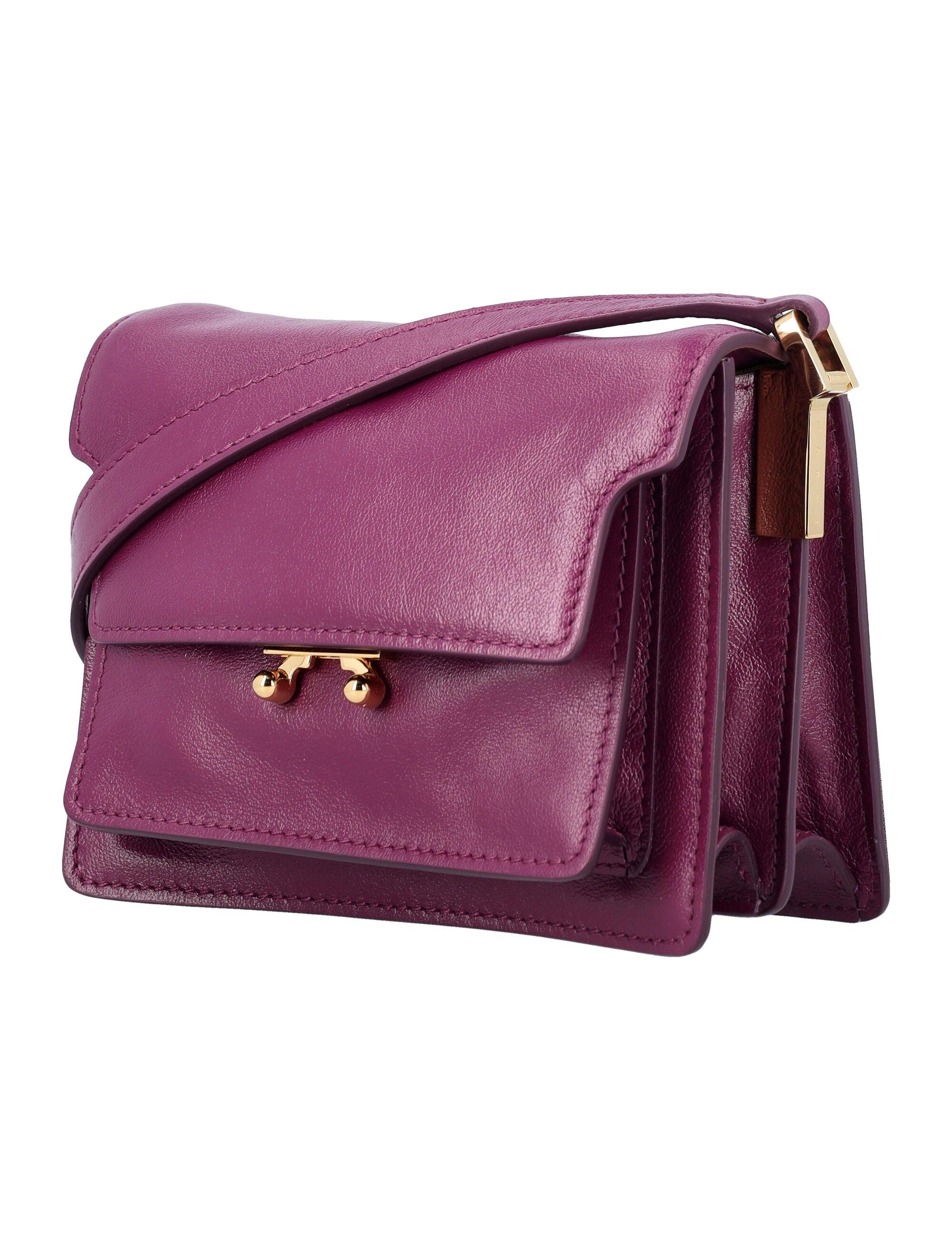 Marni Trunk Mini Leather Shoulder Bag in Purple