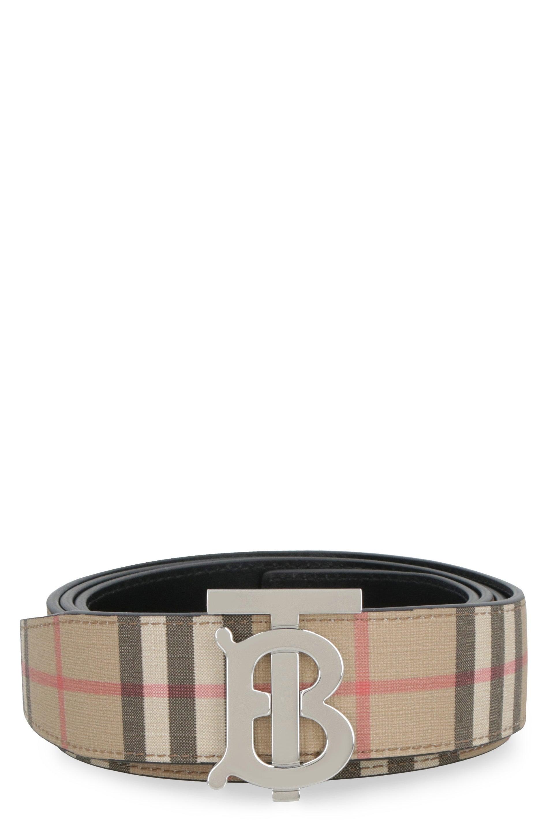Burberry Leather And Vintage Check Fabric Reversible Belt in Gray for Men |  Lyst