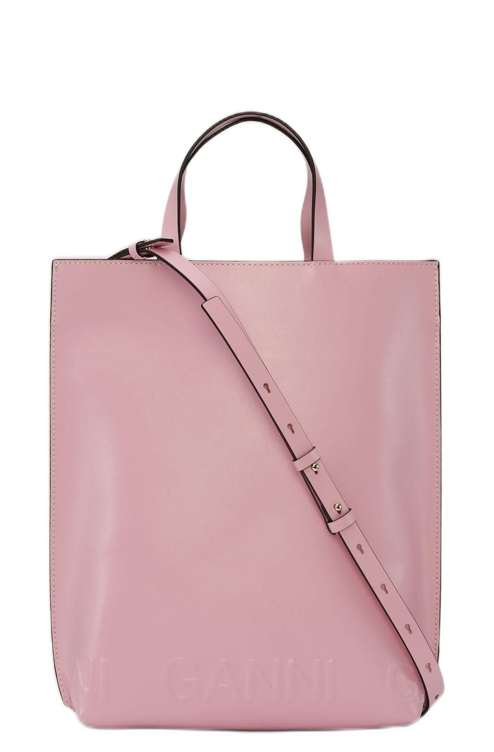 Ganni Banner Tote Bag Light Pink