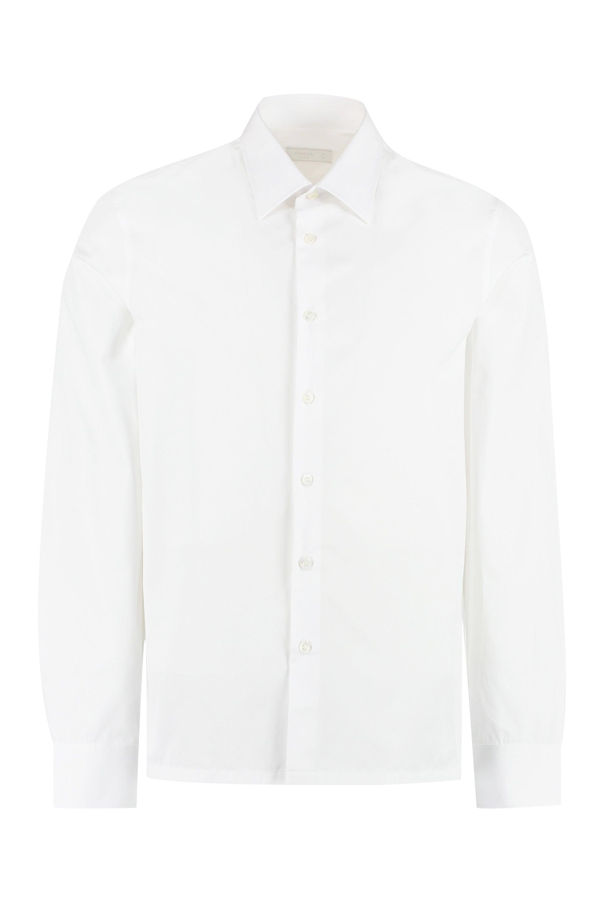 Prada Cotton Poplin Shirt in White for Men | Lyst