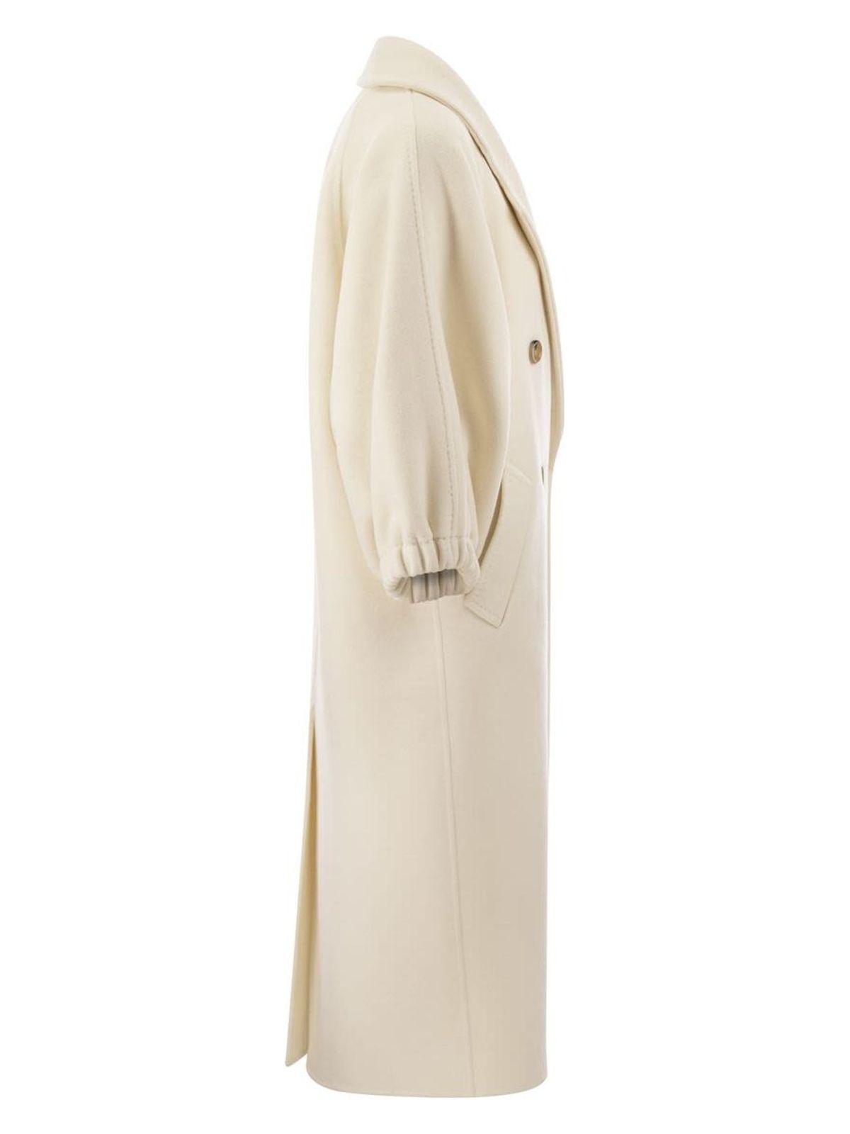 Max Mara Ivory Cashmere Zaffo Coat in Natural | Lyst